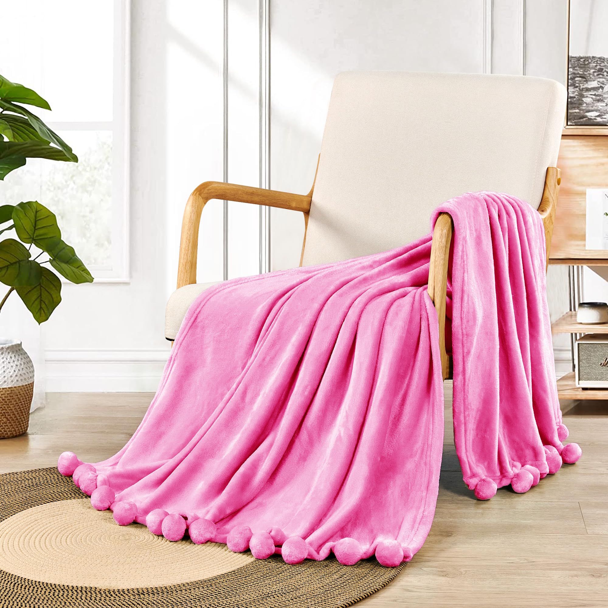 Soft Fluffy Pom Pom Throw Blanket - 60