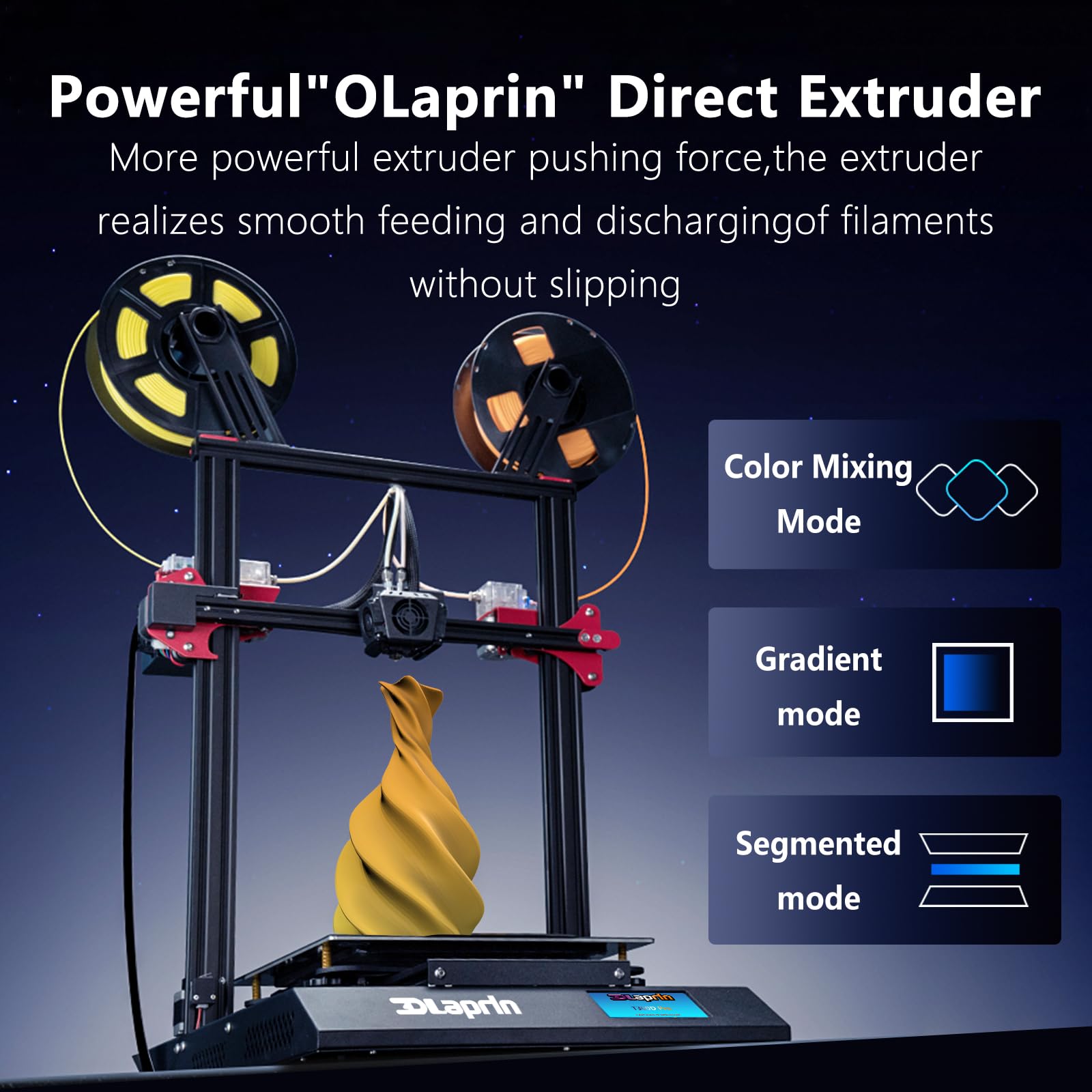 6-Color 3D Printer with Dual Extruder & Large 300x300x400mm Build Volume - Gradient, Mixed & Segmented Printing Modes for Home, Office & Creative Projects