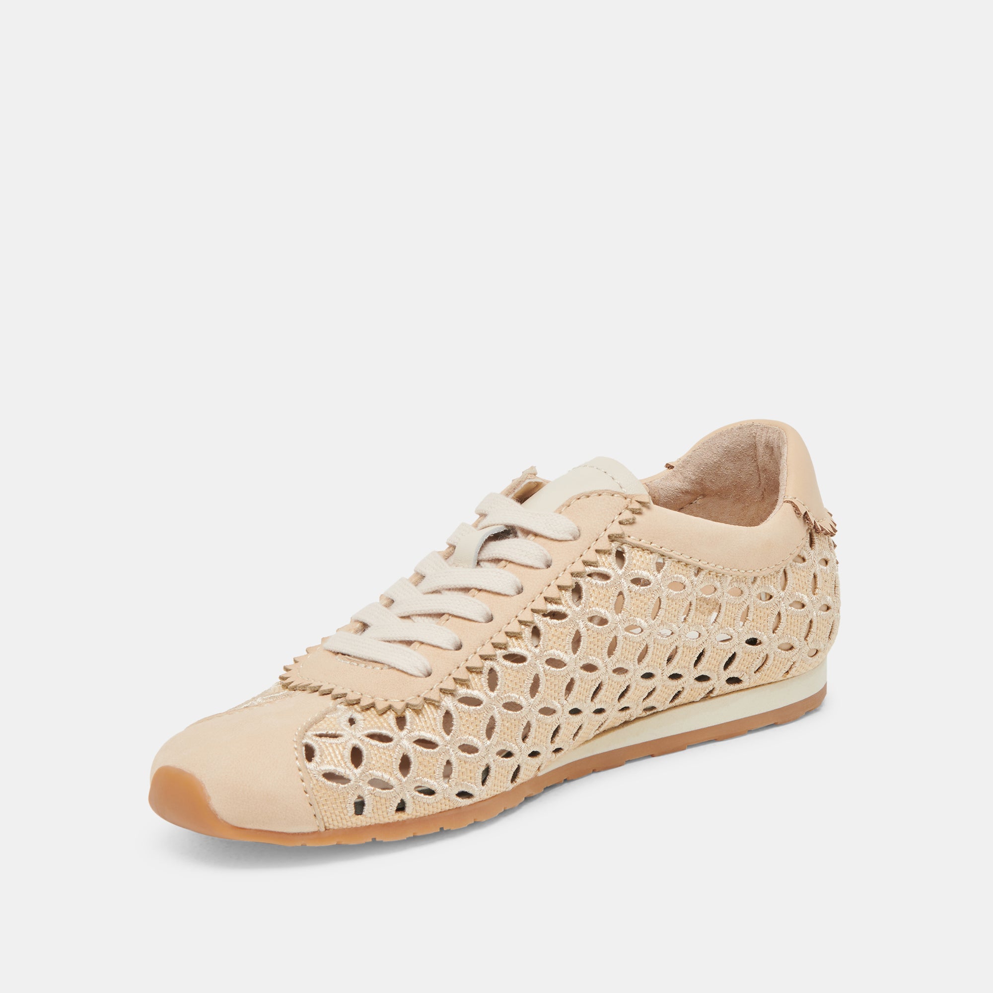 DANIE EYELET PERF SNEAKERS Lightweight Natural Raffia Women's Casual Shoes - Perfect for Summer Outings, Beach Walks & Everyday Comfort