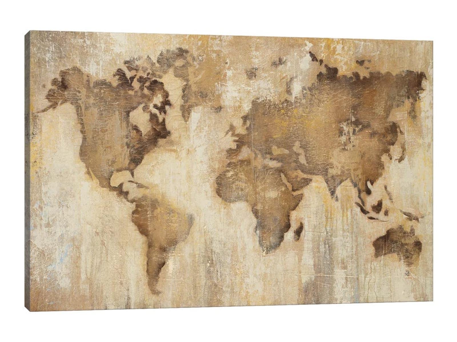 Vintage World Map Canvas Wall Art - Framed 28x40 Inches, Office & Living Room Decor, Perfect for Travel Lovers & Home Decoration