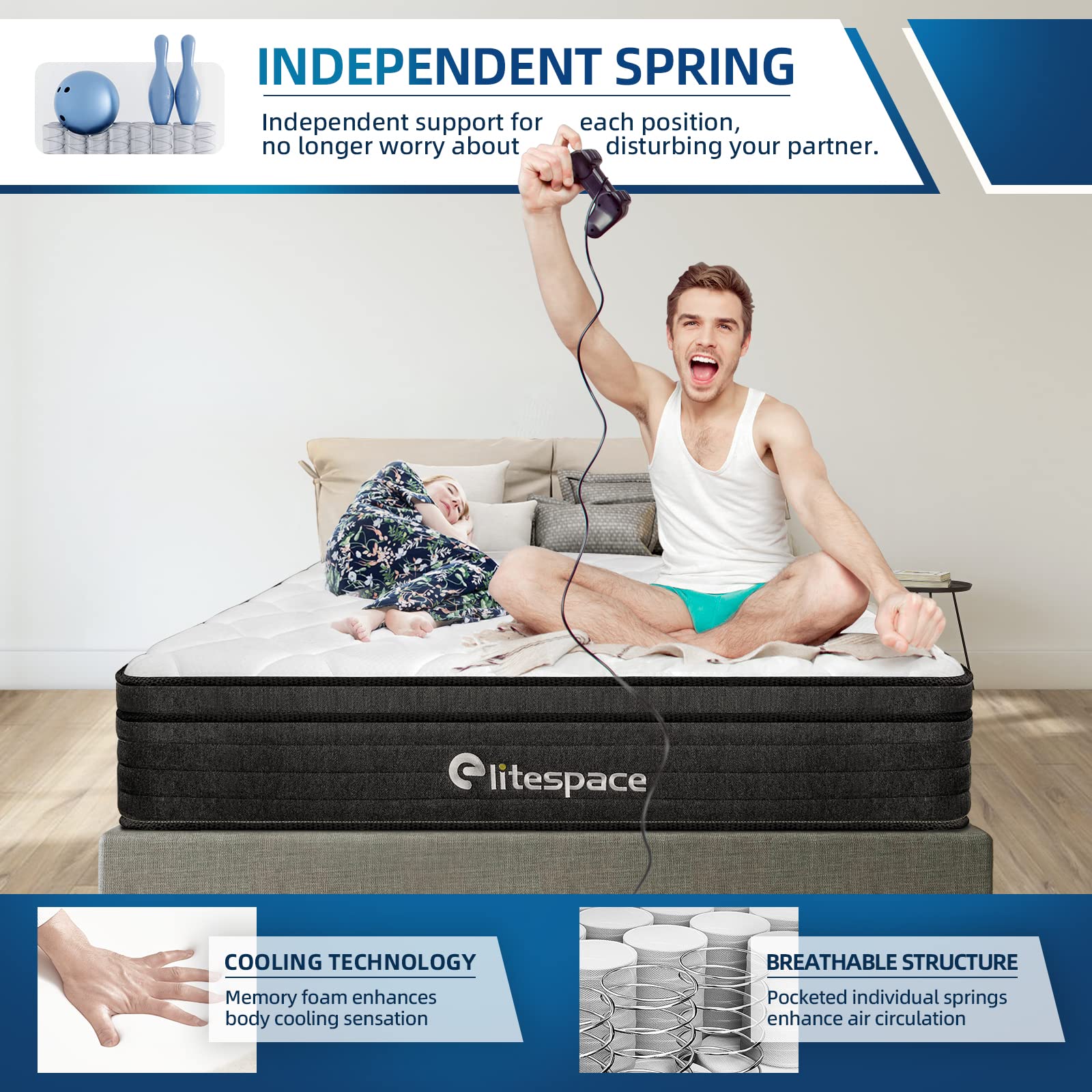12 Inch Full Size Hybrid Mattress in a Box - Memory Foam & Pocket Springs for Back Pain Relief, Medium Firm Support, CertiPUR-US Certified - Perfect for Guest Rooms, Dorms & Apartments