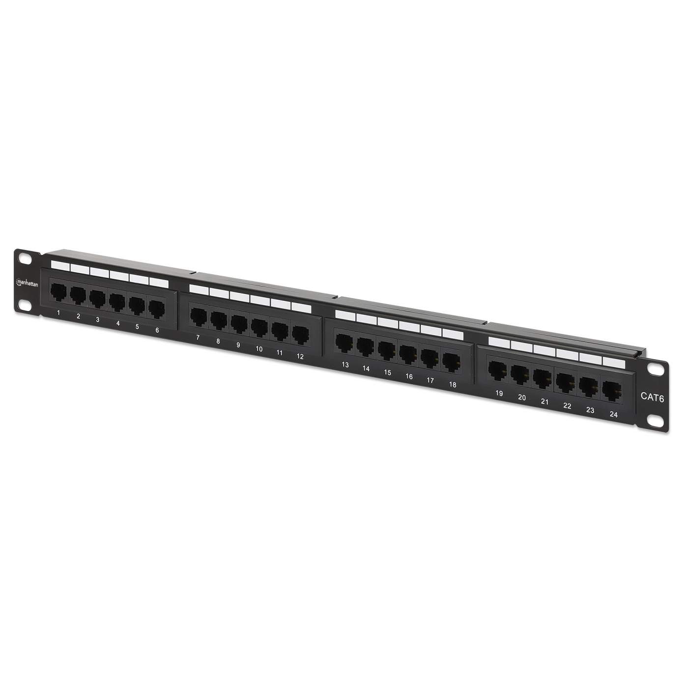 24-Port Cat6 Ethernet Patch Panel - 1U Rack Mount Network Panel for Server Rack, Data Center & Office Networking - High-Speed RJ45 LAN Cable Management Solution