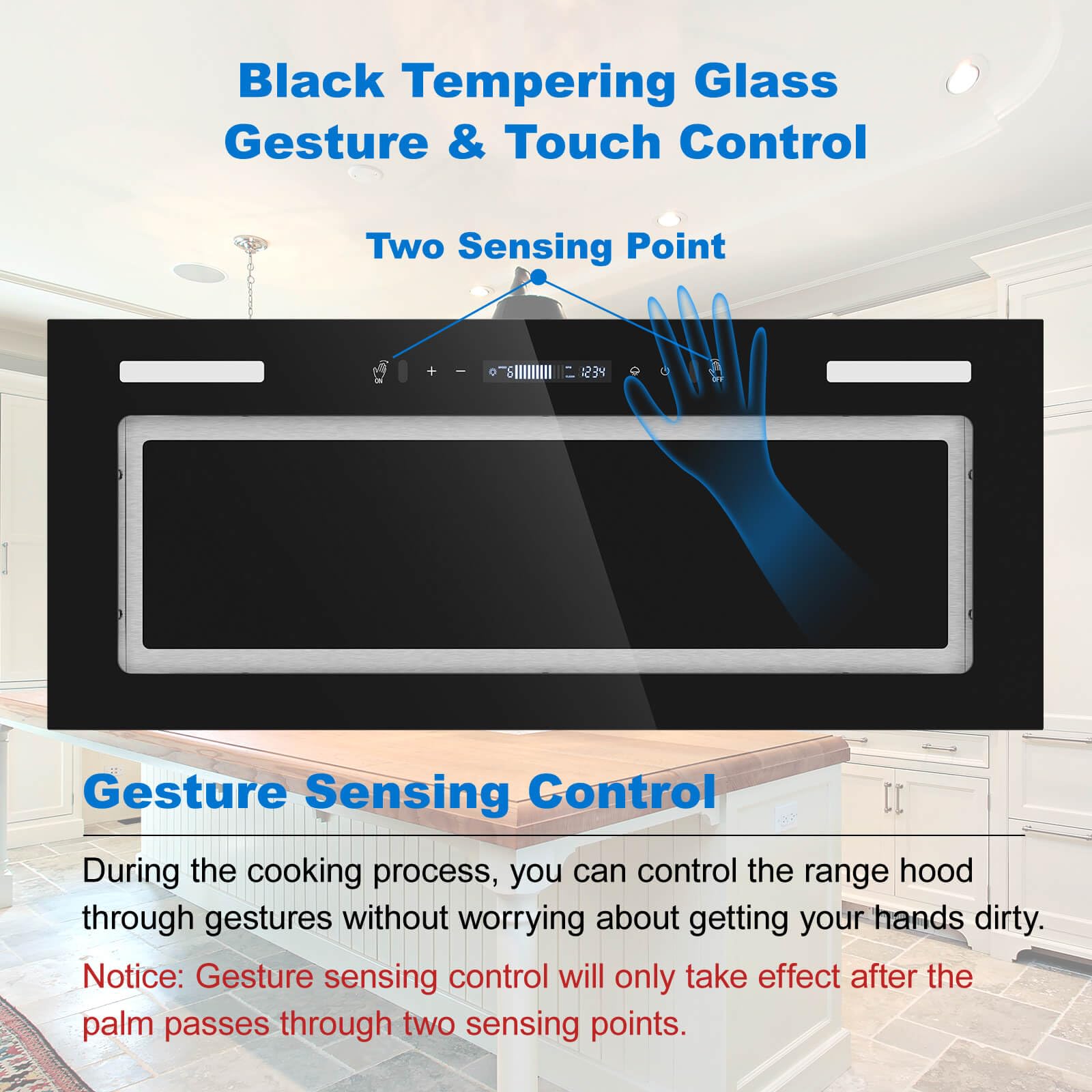 30 Inch 800 CFM Range Hood Insert - Built-in Black Glass Kitchen Vent Hood with Gesture & Touch Control, Recirculating Stove Hood with Mesh Filters, Dual LED Lights, Ducted/Ductless Convertible - Perfect for Modern Kitchens & Cooking Spaces
