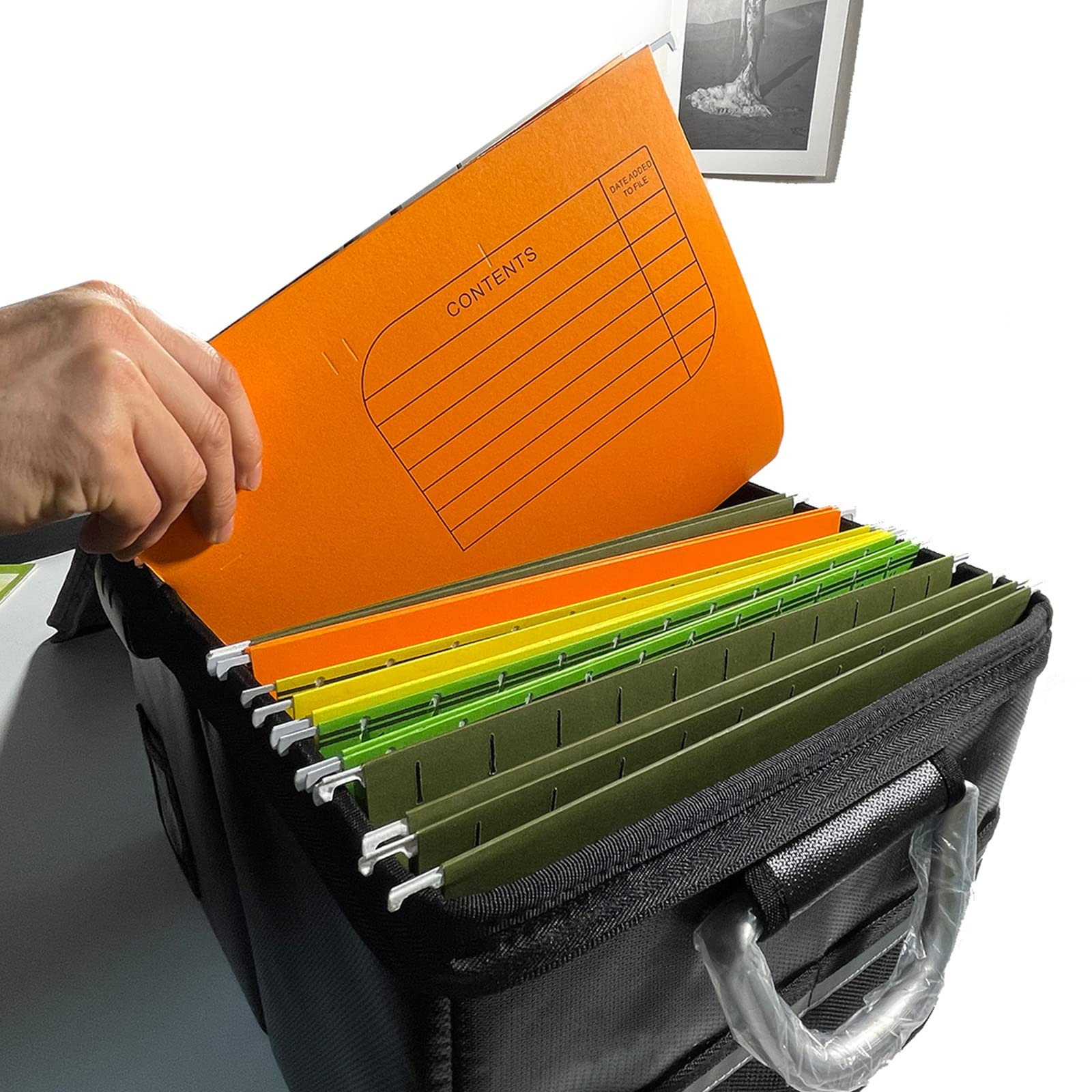 Fireproof Document Box with Lock - 5 Pack Hanging File Folders (Letter Size) | Portable File Cabinet Organizer with Handle | Secure Storage for Important Documents, Files & Certificates | Perfect for Home, Office & Emergency Preparedness