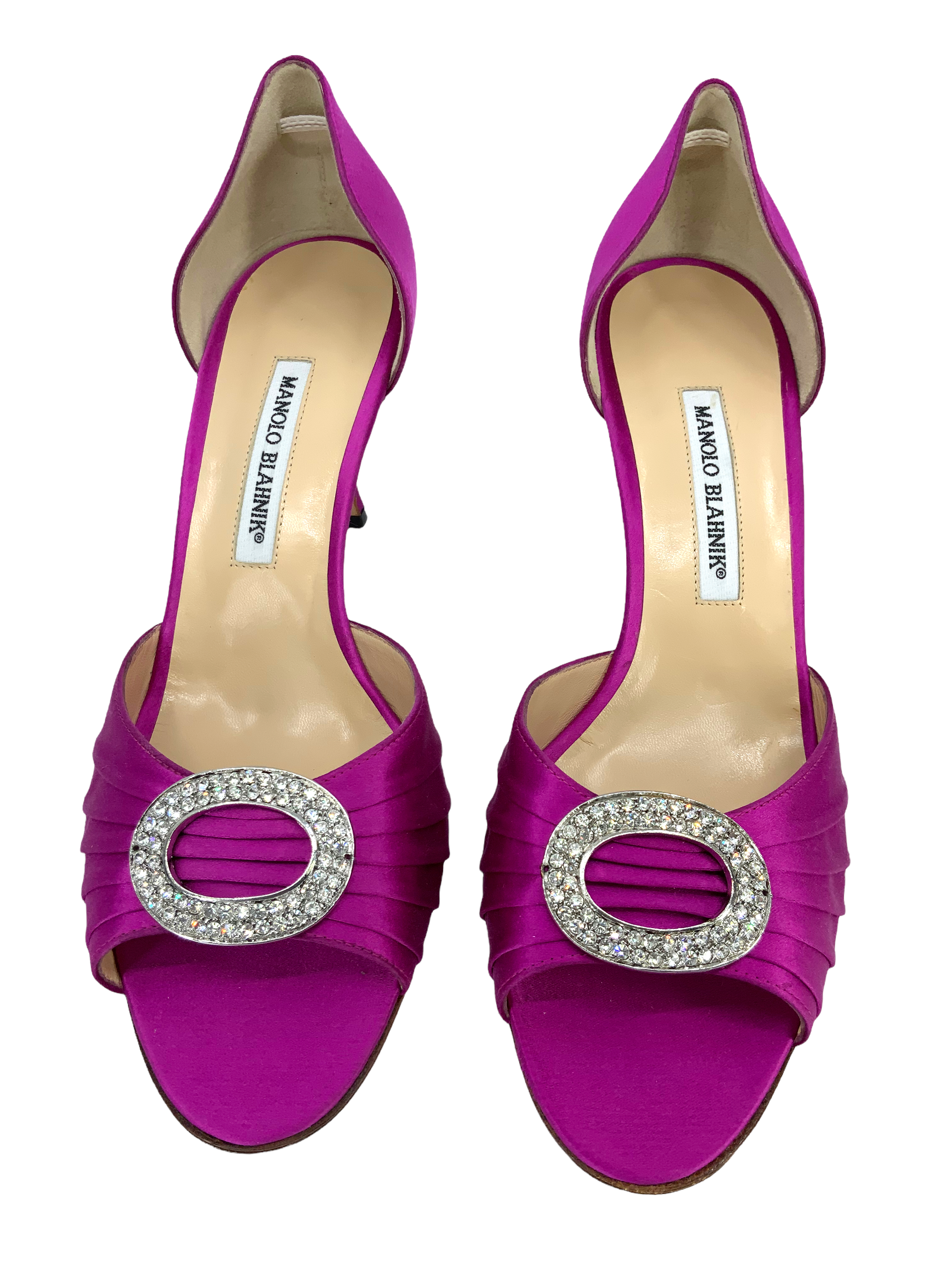 Manolo Blahnik Sedarby Embellished Satin d'Orsay Pumps - Women's Luxury Heels Size 10.5 (US) for Weddings, Parties & Special Occasions