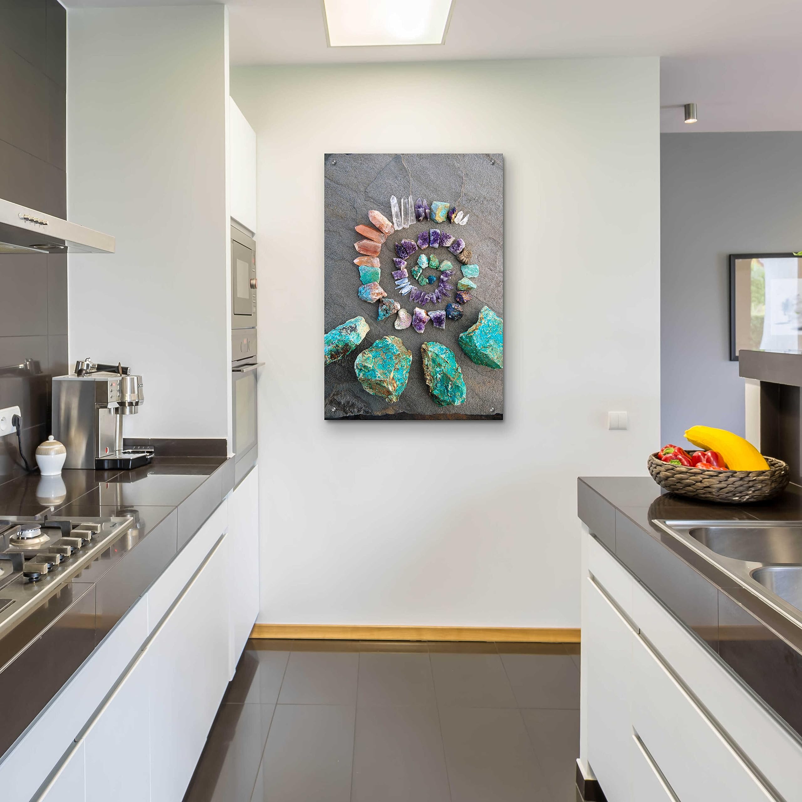 Epic 'Reiki Energy Crystal Spiral' Wall Art by Elena Ray - 24x36 Inch Acrylic Glass Spiritual Decor for Meditation Room, Yoga Studio & Healing Space