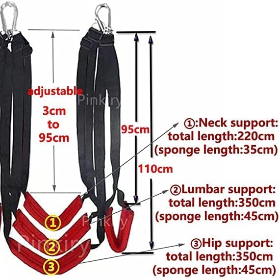 BDSM Couple Sex Swing - Heavy Duty 360° Rotating Ceiling Swing with Adjustable Sling & Triangular Suspension - Supports 800lbs - Adult Sex Toy & Bondage Furniture for Bedroom, Dungeon or Private Play