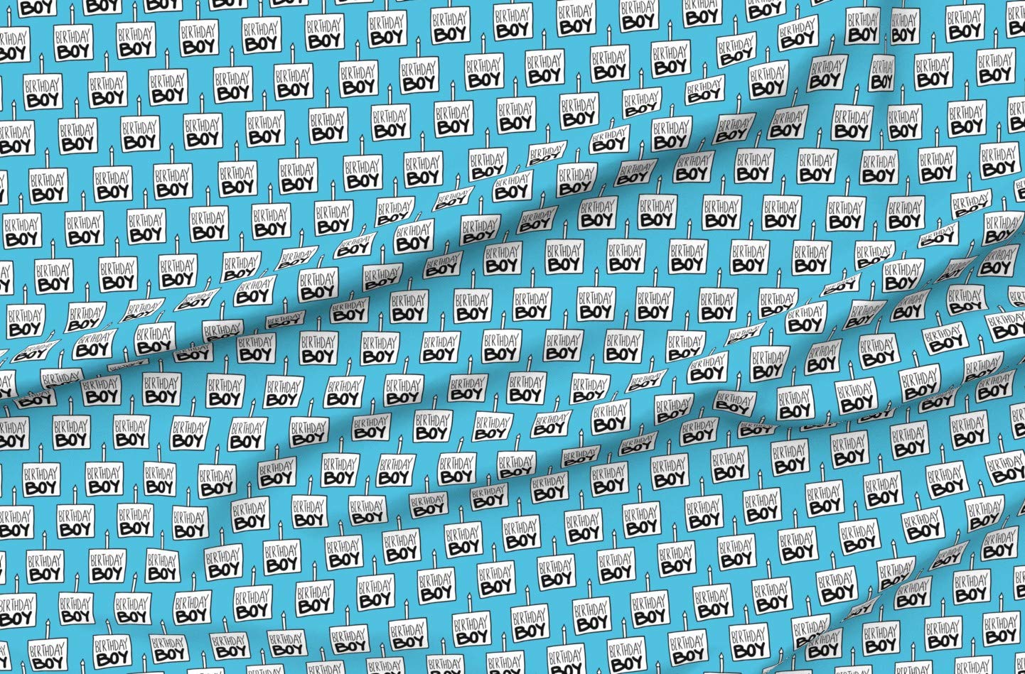 Premium Spoonflower Printed Minky Fabric - Birthday Boy Blue Celebration Cake Candle Design - Soft Plush Fat Quarter for Baby Blankets, Quilt Backing & Sewing Projects | Perfect for Nursery Decor, DIY Gifts & Party Decorations