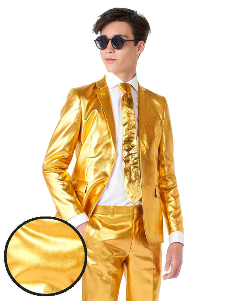 70s Opposuit Groovy Gold Premium Teen Boys Costume - 1970s Disco Party Outfit for Halloween, Theme Parties & Retro Events