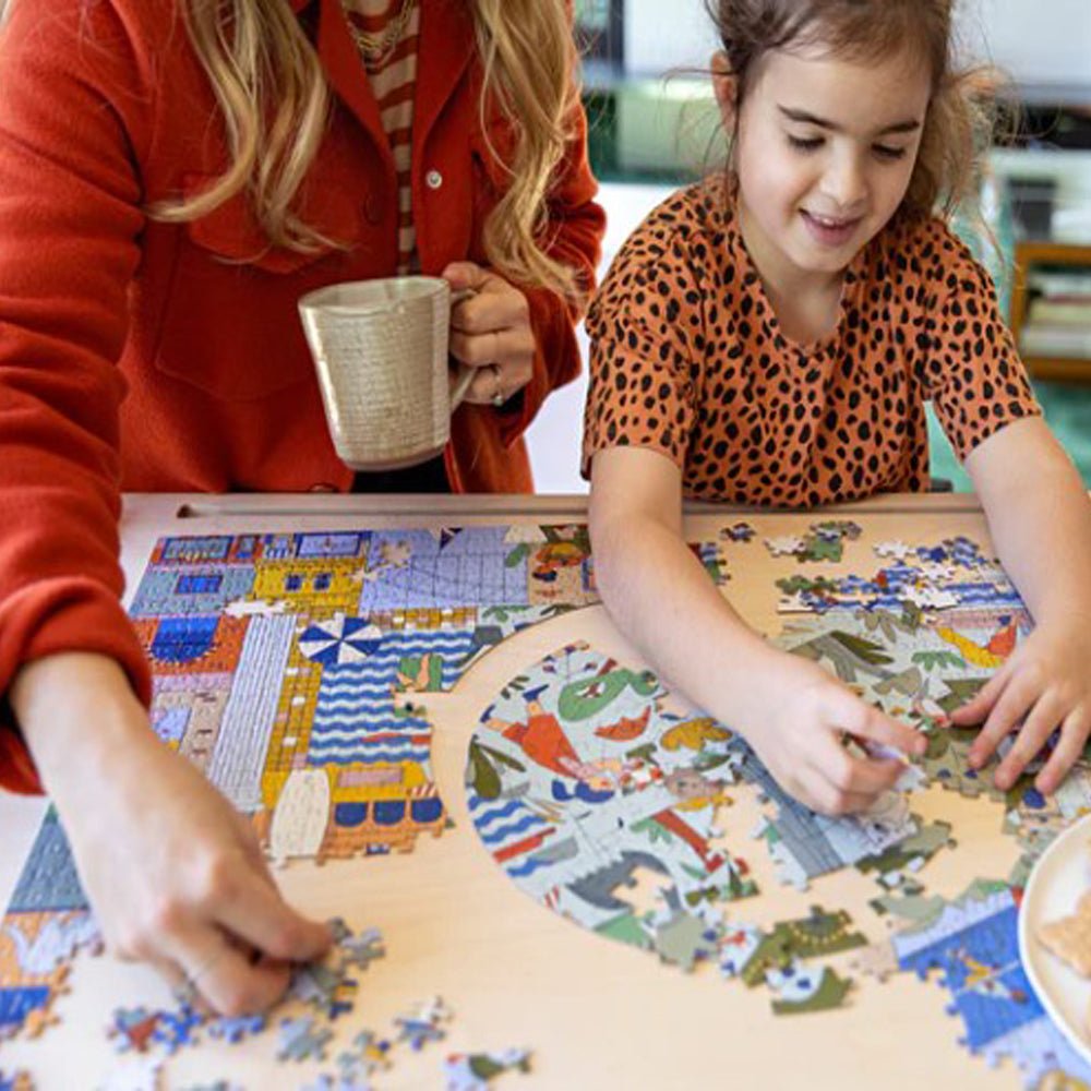 Big Country Small City Family Puzzle - 500 Piece Jigsaw Puzzle for Adults & Kids - Fun Educational Game for Family Bonding & Travel Entertainment
