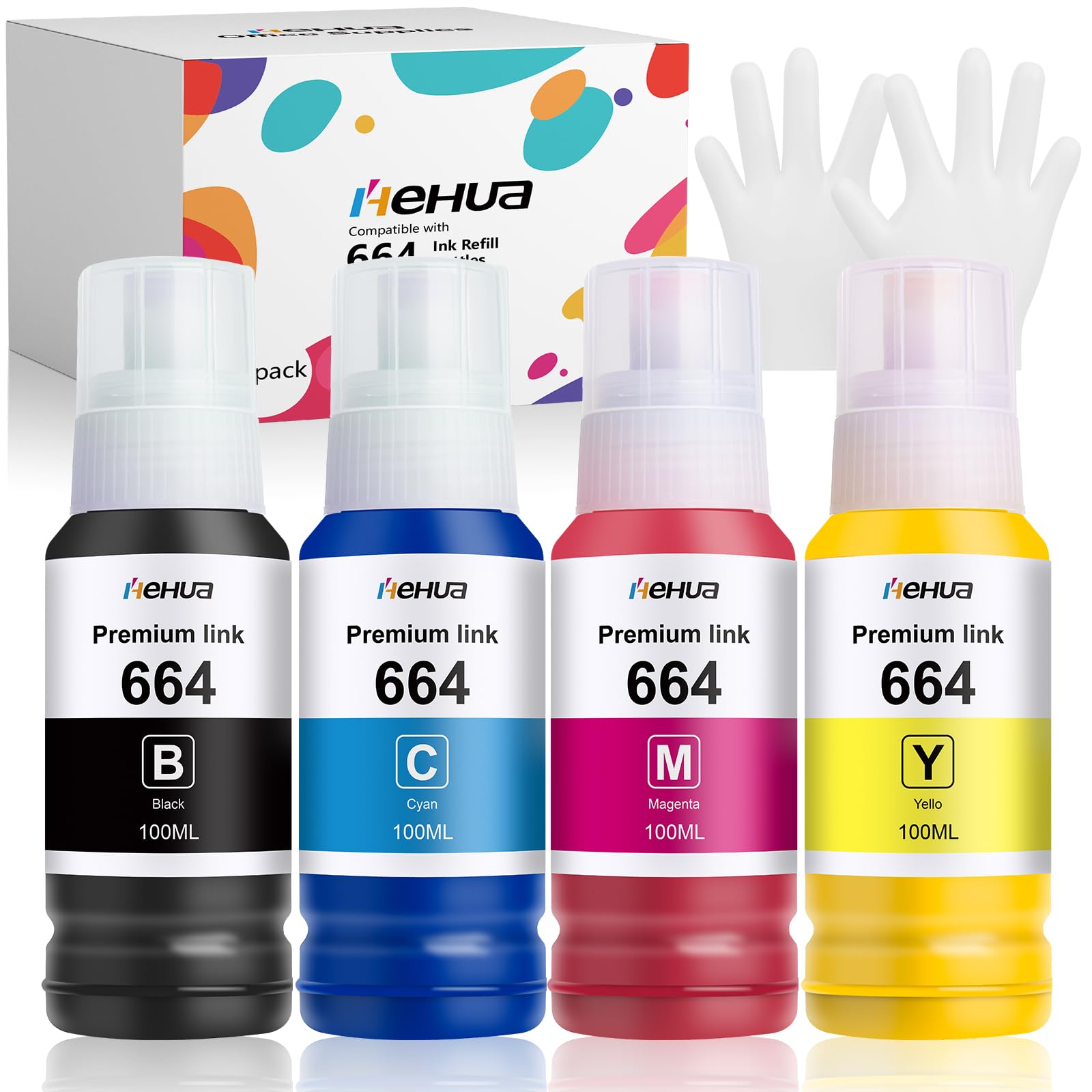 Hewha 664 Ink Refill Kit - 4 Bottles for Epson ET/L Series Printers - Home & Office Use