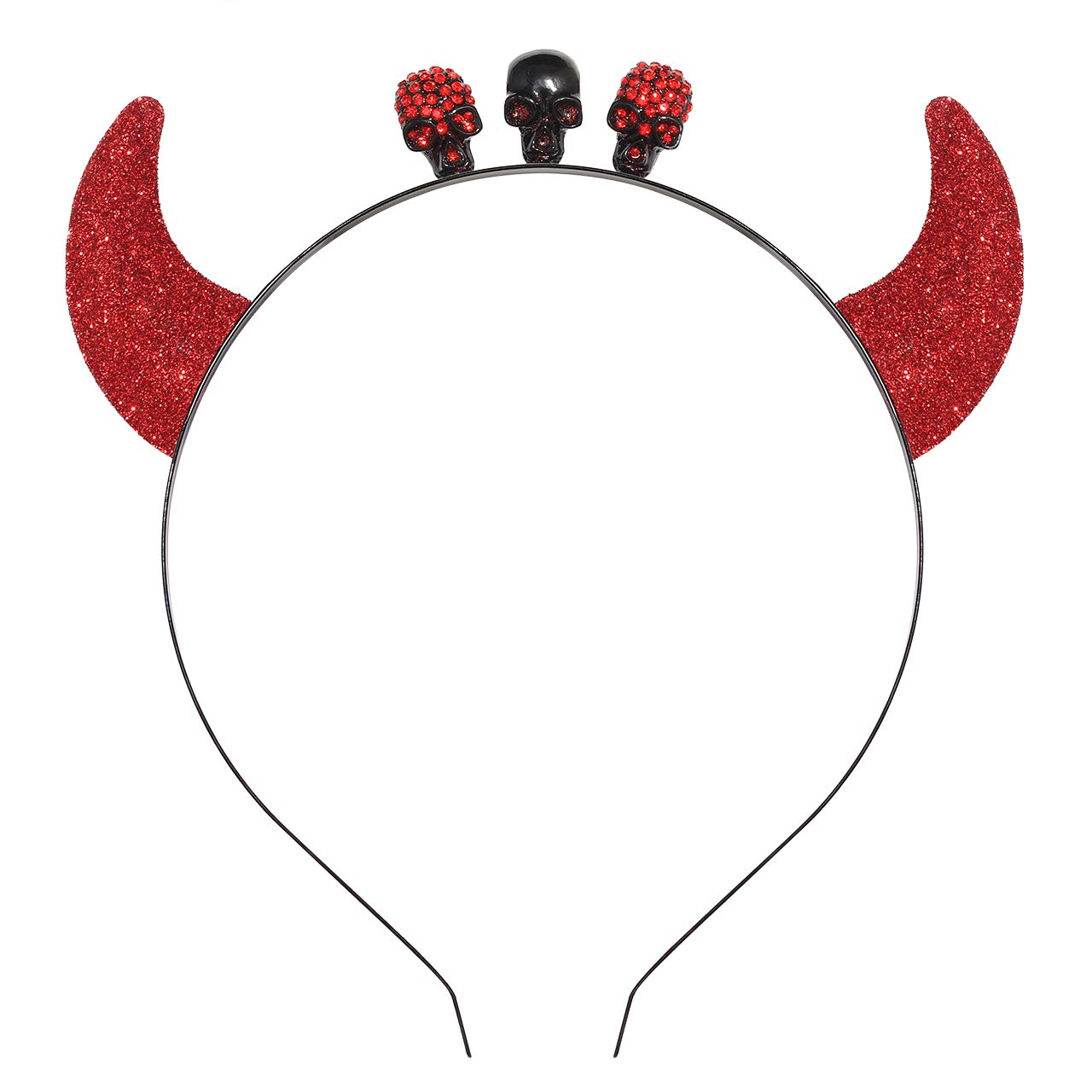 METOBAR Glitter Devil Horns Headband - Sequin Rhinestone Halloween Headbands for Women & Kids - Fancy Costume Party Accessory for Halloween, Cosplay, and Festive Events