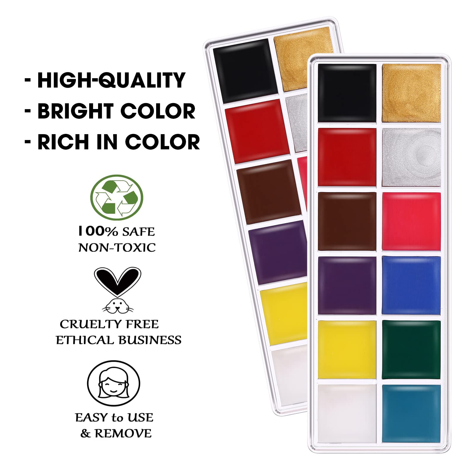 Hypoallergenic Neon Oil-Based Face & Body Paint Kit - Black & White Halloween Makeup Palette for Costume Parties, Cosplay & Special Effects | Safe for Sensitive Skin, Long-Lasting Pigments | Perfect for Halloween, Theater, Carnival & Festival Body Art