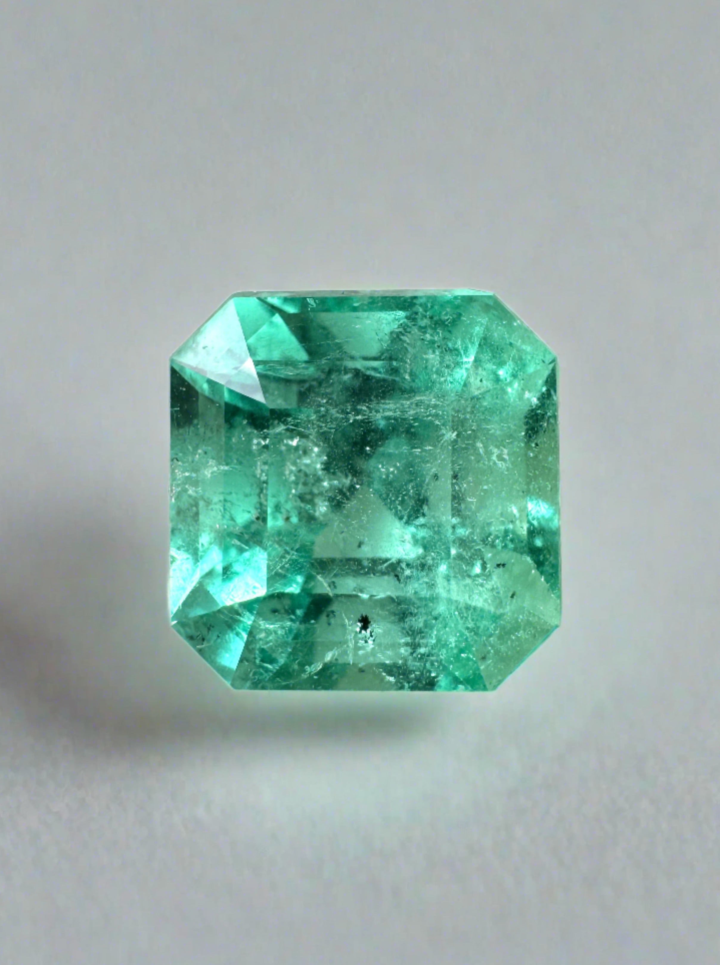 4.69 Carat 10x10mm Natural Colombian Loose Emerald Gemstone - Asscher Cut with Clipped Corners for Jewelry Making, Engagement Rings & Luxury Gifts