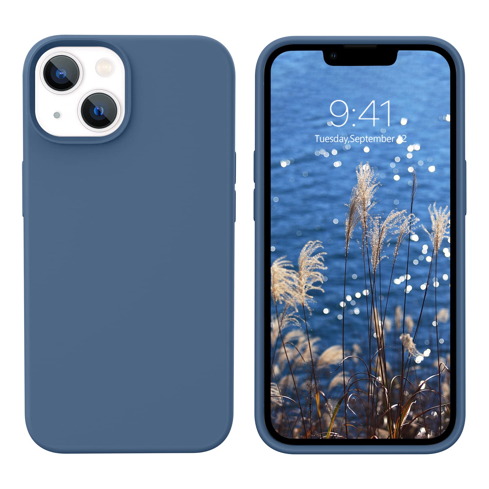VENINGO iPhone 13 Case (6.1 Inch 2021) - Slim Liquid Silicone Protective Cover with Microfiber Lining | Shockproof, Anti-Scratch, Soft Gel Rubber | Perfect for Everyday Use, Work & Travel (Dark Blue)