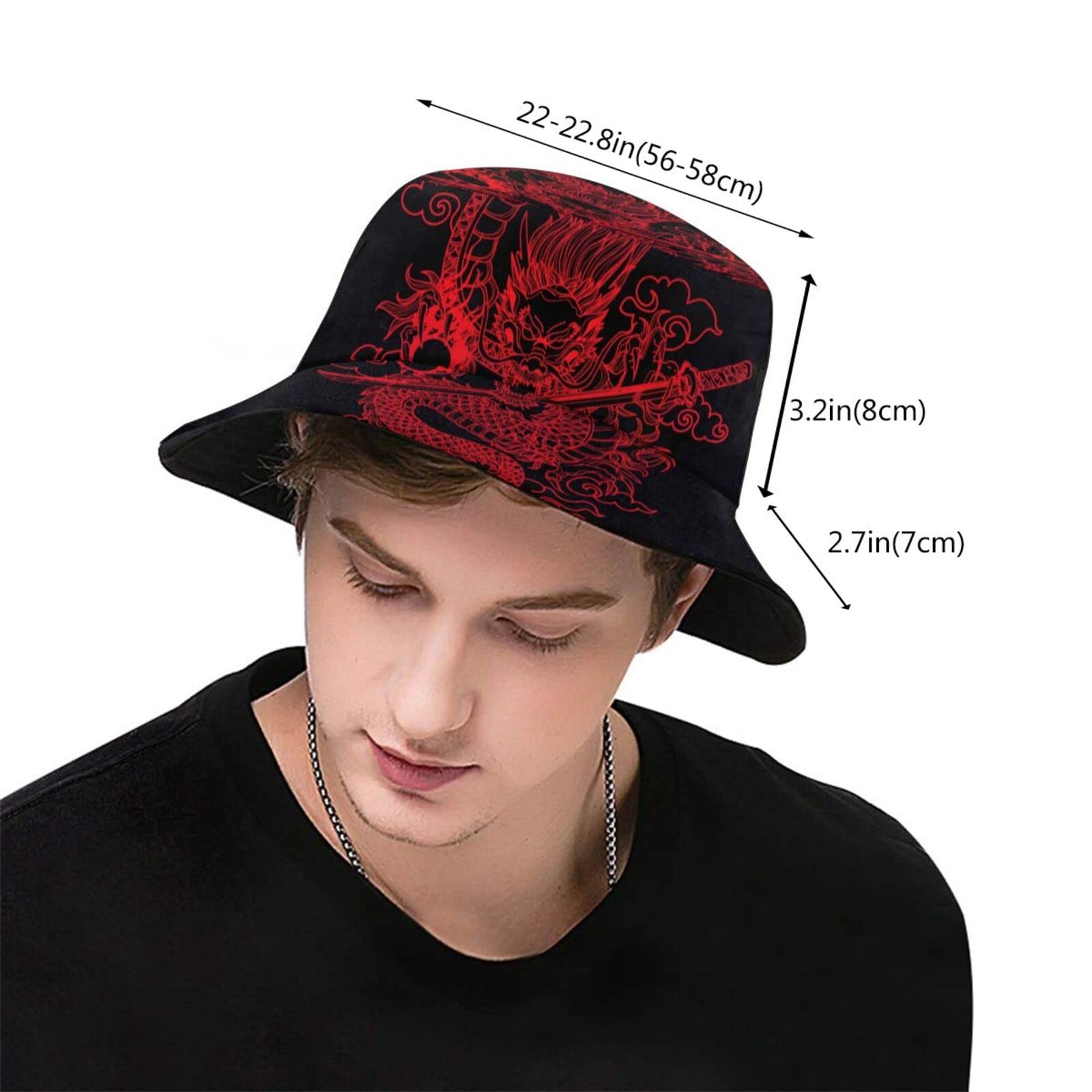 Chinese Dragon Bucket Hats for Women & Men - Summer Wide Brim Sun Hat for Beach, Travel, Outdoor Adventures - Stylish Fisherman Cap with Dragon Design for Sun Protection & Fashion