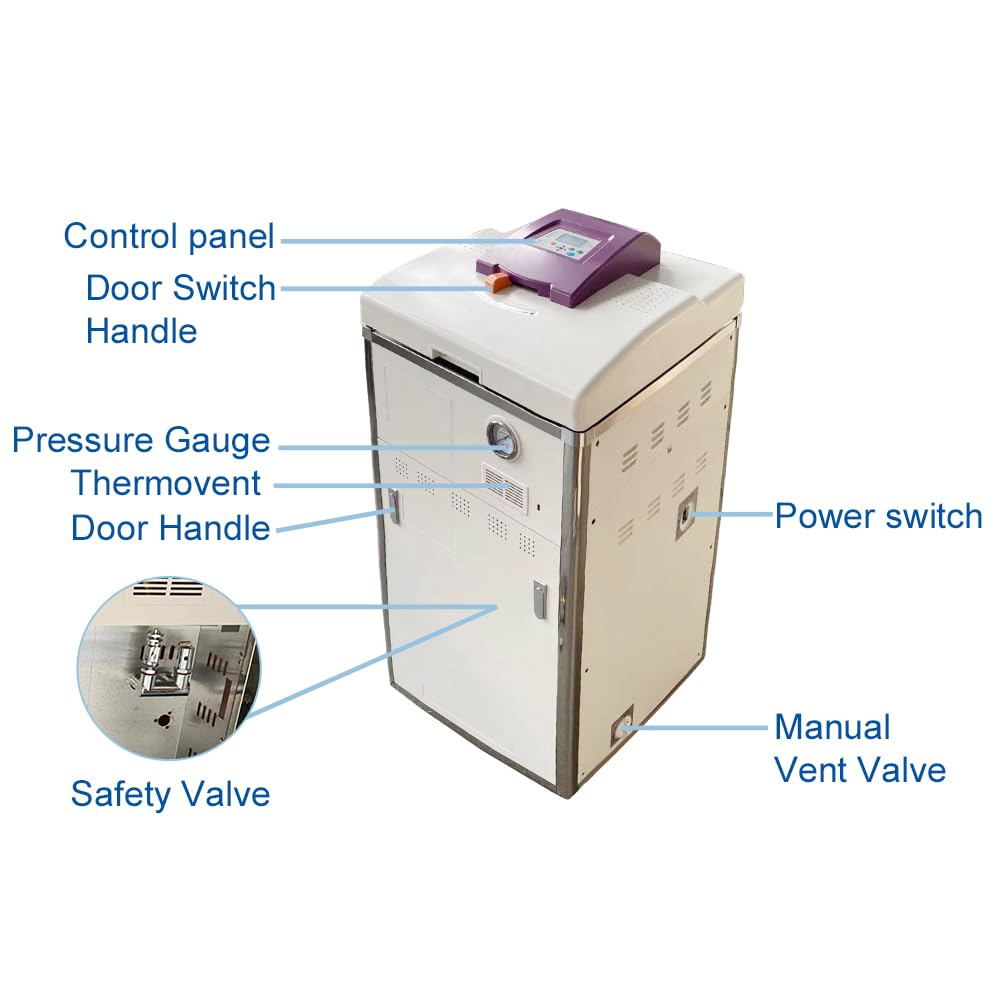 75L High Pressure Steam Sterilizer - Vertical Scientific Electric Autoclave with Anti-Scald Stainless Steel Shell | Fast US Shipping | Perfect for Medical, Dental, Laboratory & Tattoo Equipment Sterilization