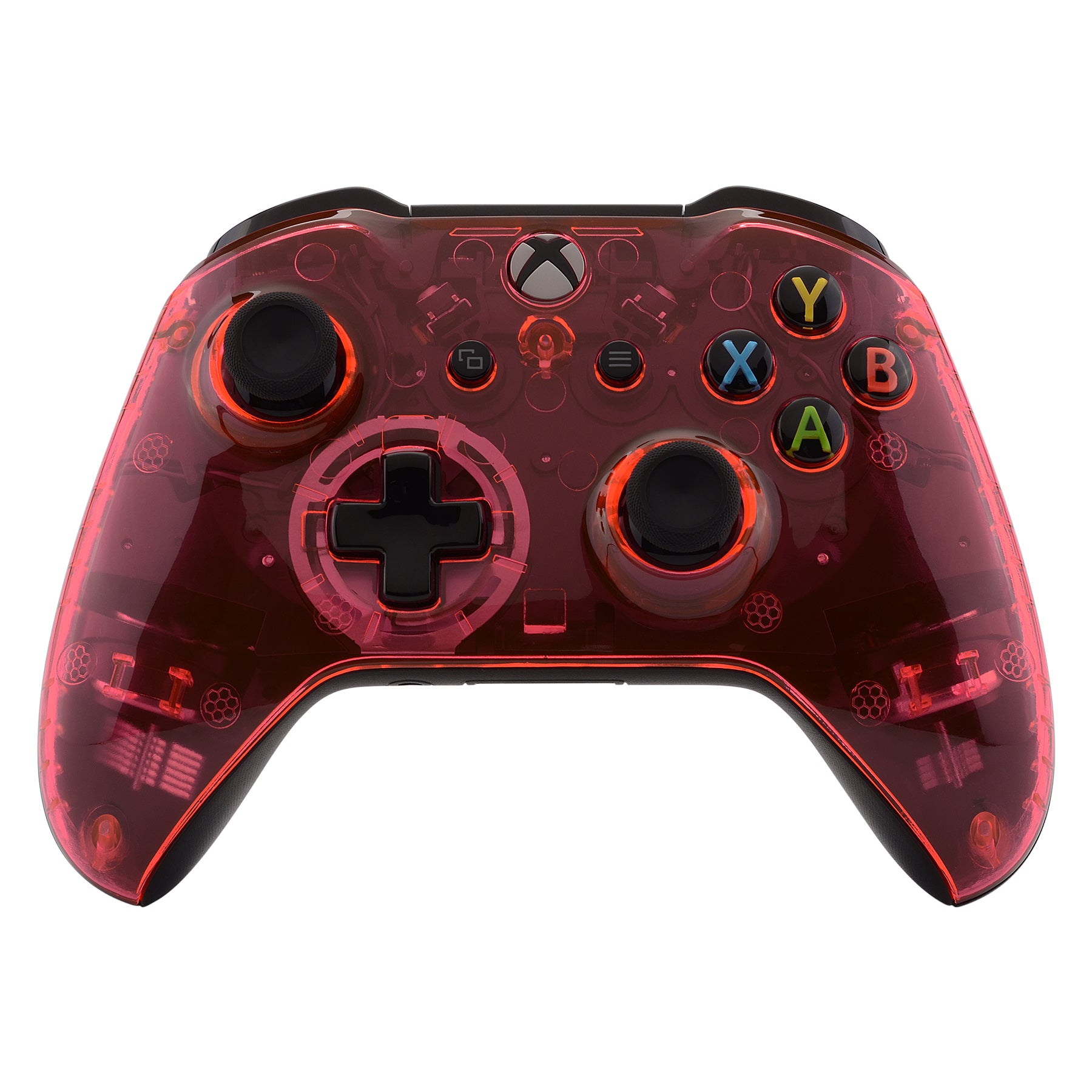eXtremeRate Clear Pink Faceplate Cover & Front Housing Shell Replacement Kit for Xbox One S & Xbox One X Controller (Model 1708) - Durable Protective Case for Gaming, Streaming & Esports Tournaments