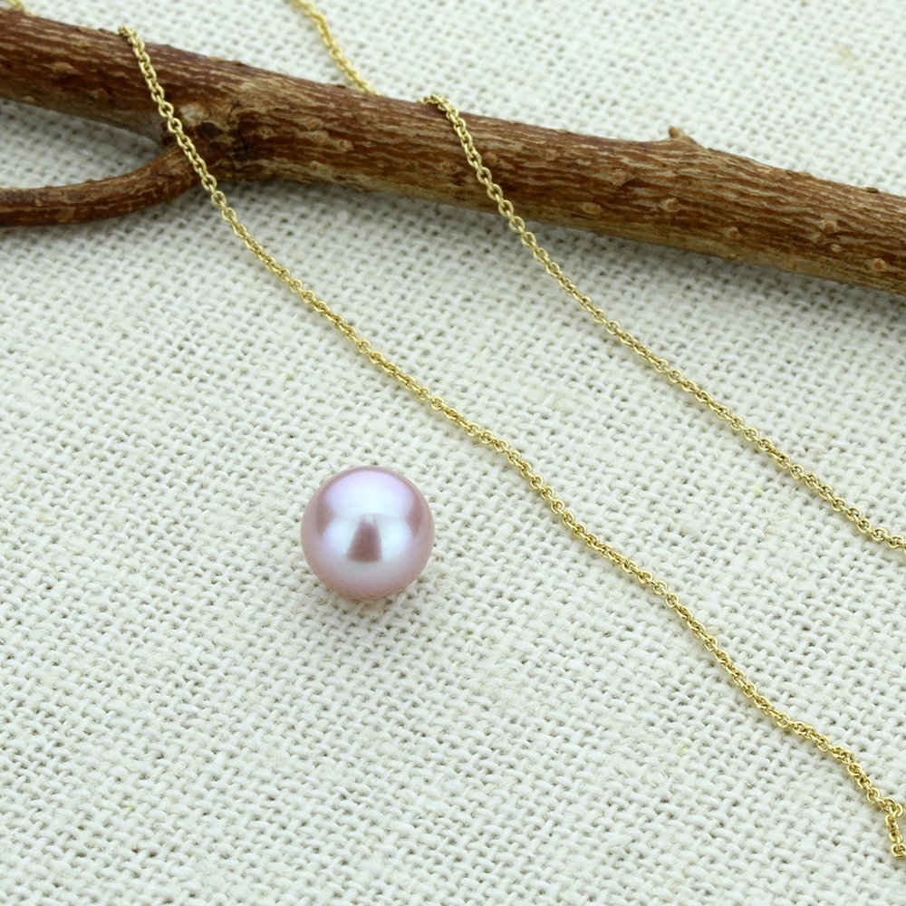 14K Gold Rose Gold or White Gold Chain Necklace with Natural Freshwater Cultured Pink Pearl Slide - Elegant Jewelry for Women, Perfect for Weddings, Parties & Everyday Wear