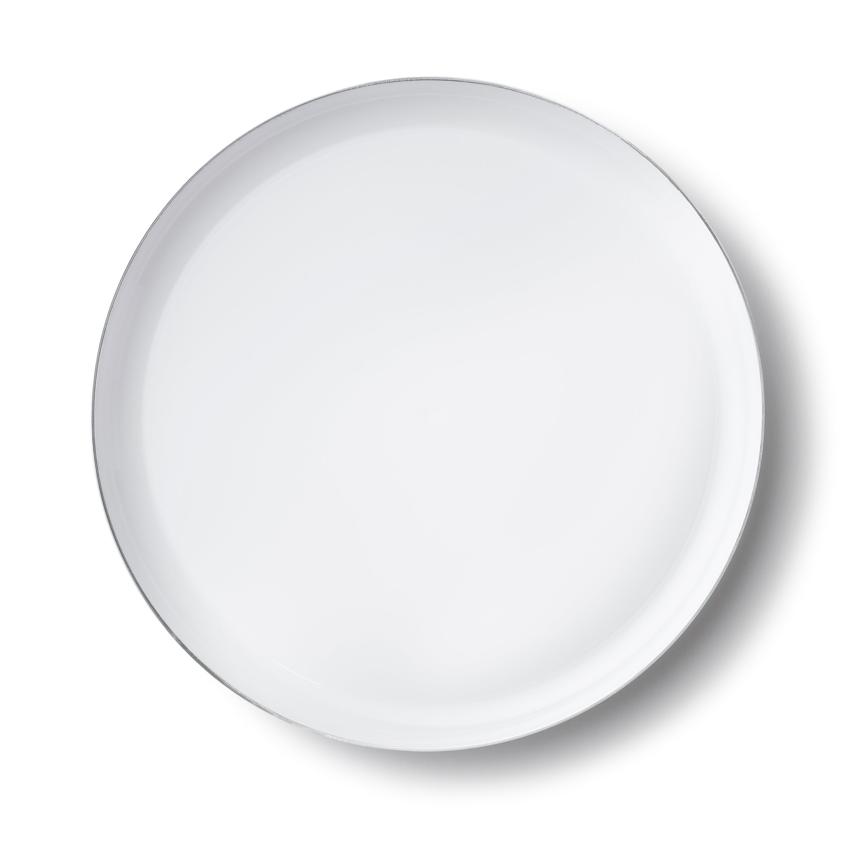 Premium White & Silver Round Plastic Plates - 10 Pack Elegant Disposable Dinner Plates for Parties, Weddings, and Special Events