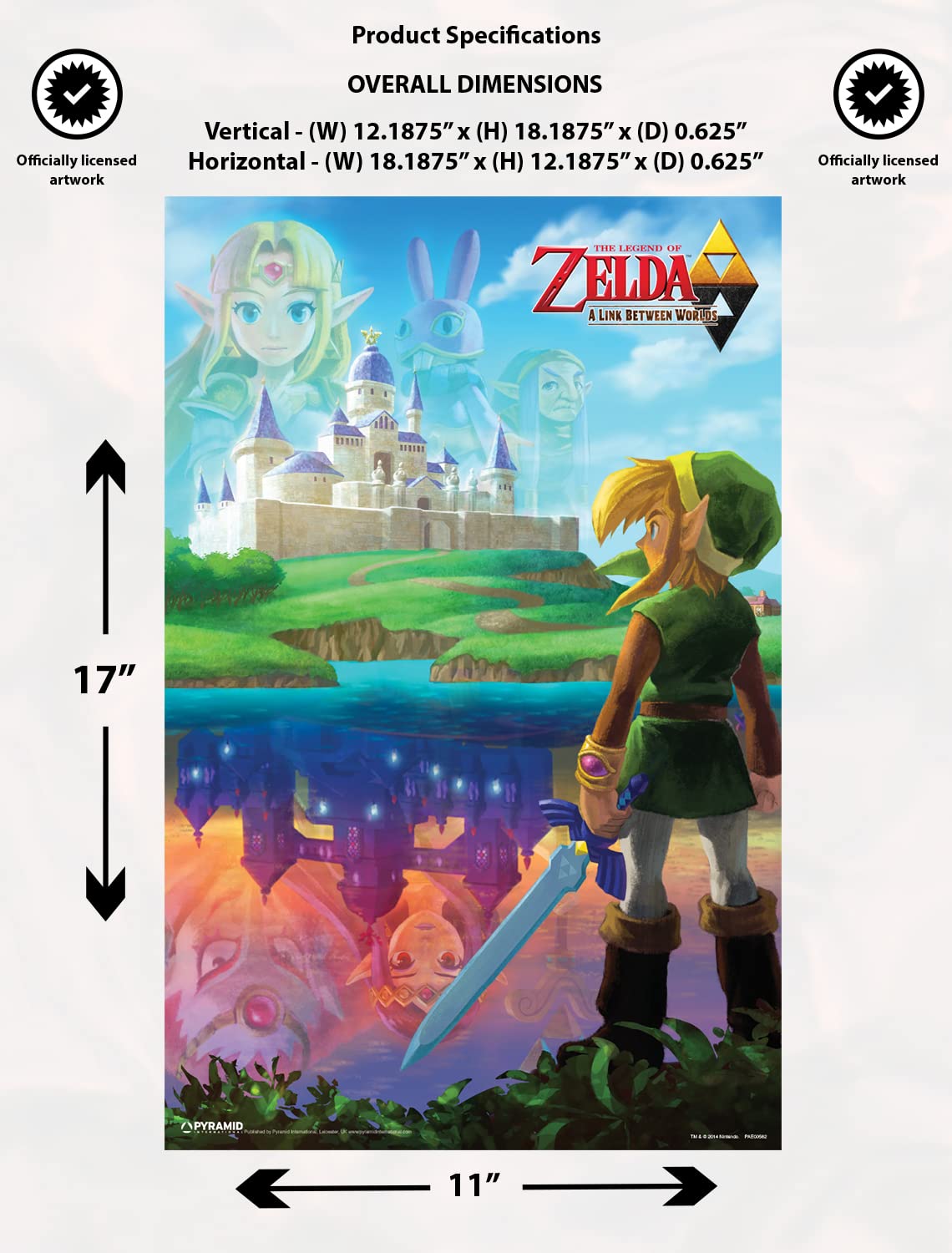 The Legend of Zelda: A Link Between Worlds Video Game Poster - 11x17 Inch Wall Art Print - Perfect for Gaming Room Decor, Bedroom & Office - Pyramid America Official Licensed Artwork