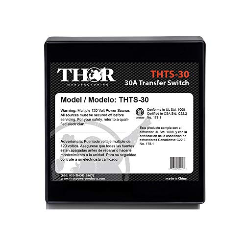 Thor 30 Amp Transfer Switch - Heavy Duty Power Transfer Device for Home & RV Backup Power - Emergency Generator Switch for Power Outages & Off-Grid Living