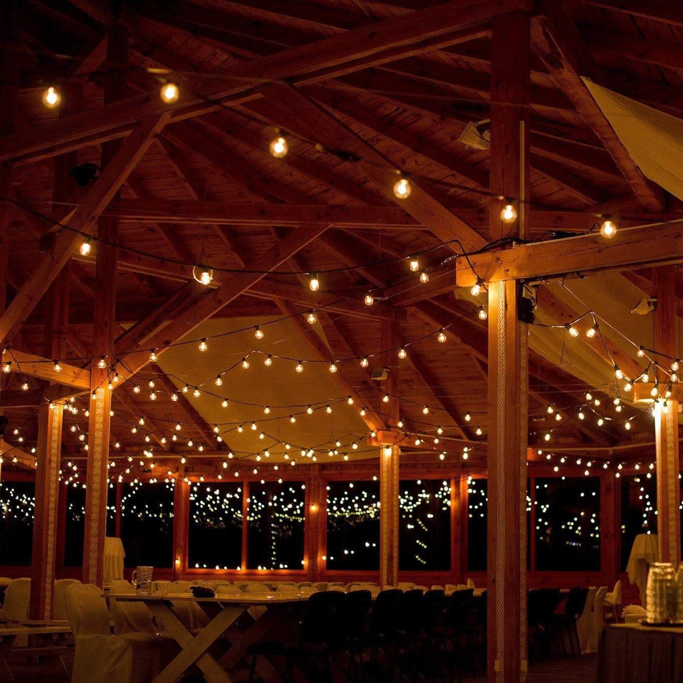 100 Foot Outdoor Globe Patio String Lights - Set of 100 G40 White Pearl 1.6 Inch Bulbs with Black Cord - Perfect for Backyard, Garden, Wedding & Party Decorations