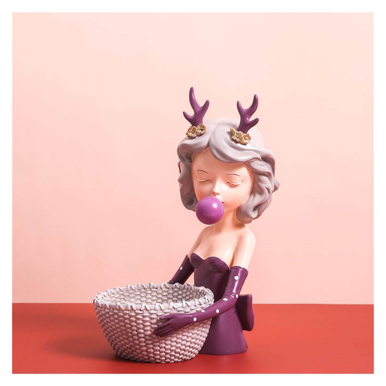 Purple Resin Bubble Girl Sculpture - Elegant Desktop Decor, Jewelry & Key Organizer for Living Room, Office, or Gift | Unique Home Decoration & Storage Solution