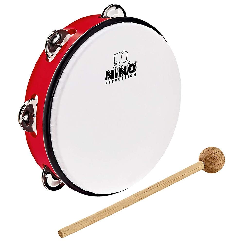 NINO51R 8-Inch Red Tambourine - Professional Hand Percussion Instrument for Live Music, Classroom, and Kids Play