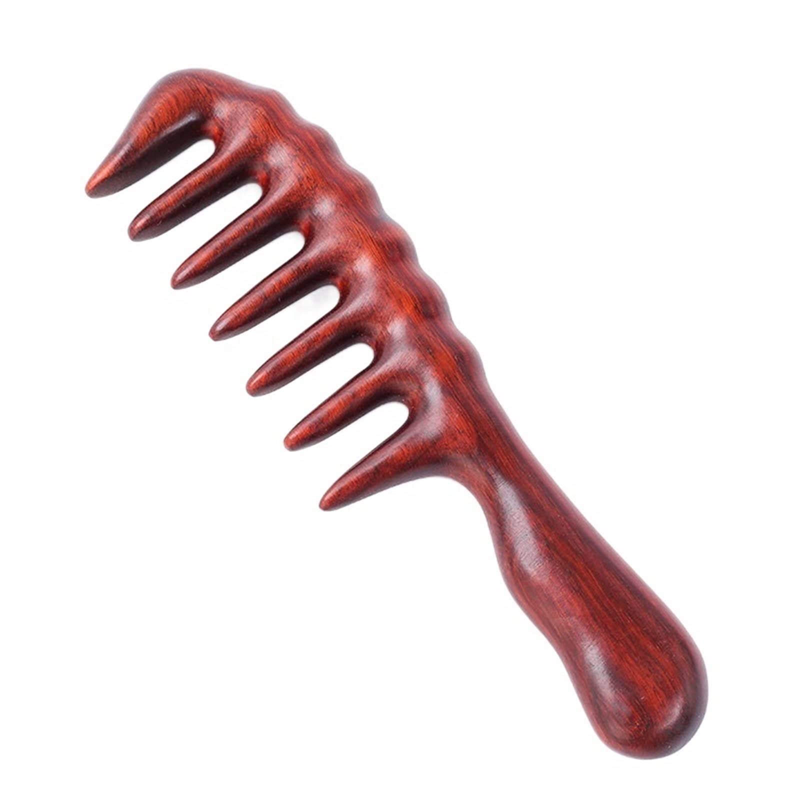 1 Pcs Sandalwood Wide Tooth Comb - Anti-Static Wooden Comb for Beard & Hair Styling, Scalp Massage Tool - Perfect for Men's Grooming, Travel & Daily Hair Care