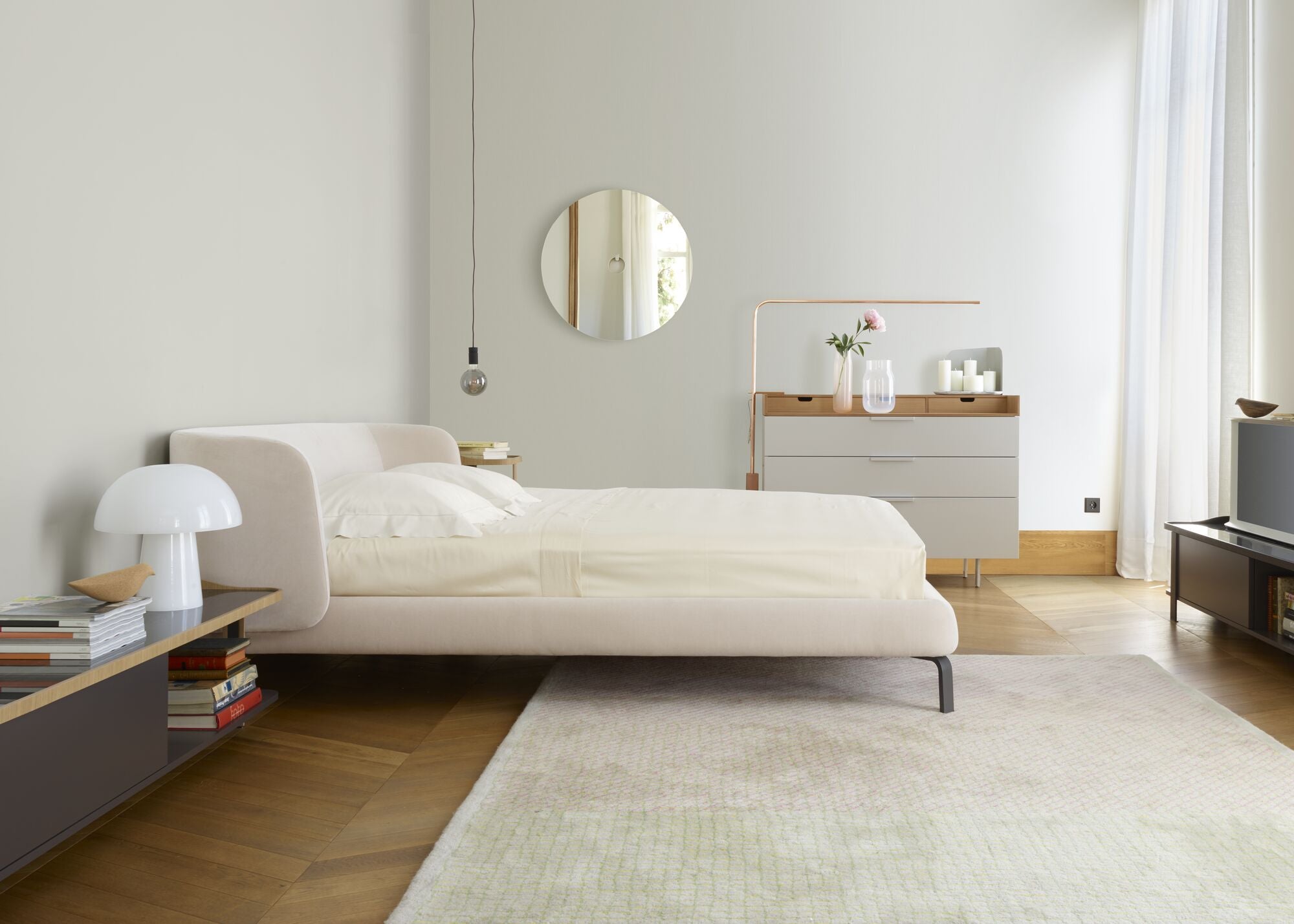 Desdemone Low Profile Bed Frame with Minimalist Headboard - Perfect for Small Bedrooms, Apartments & Modern Home Decor