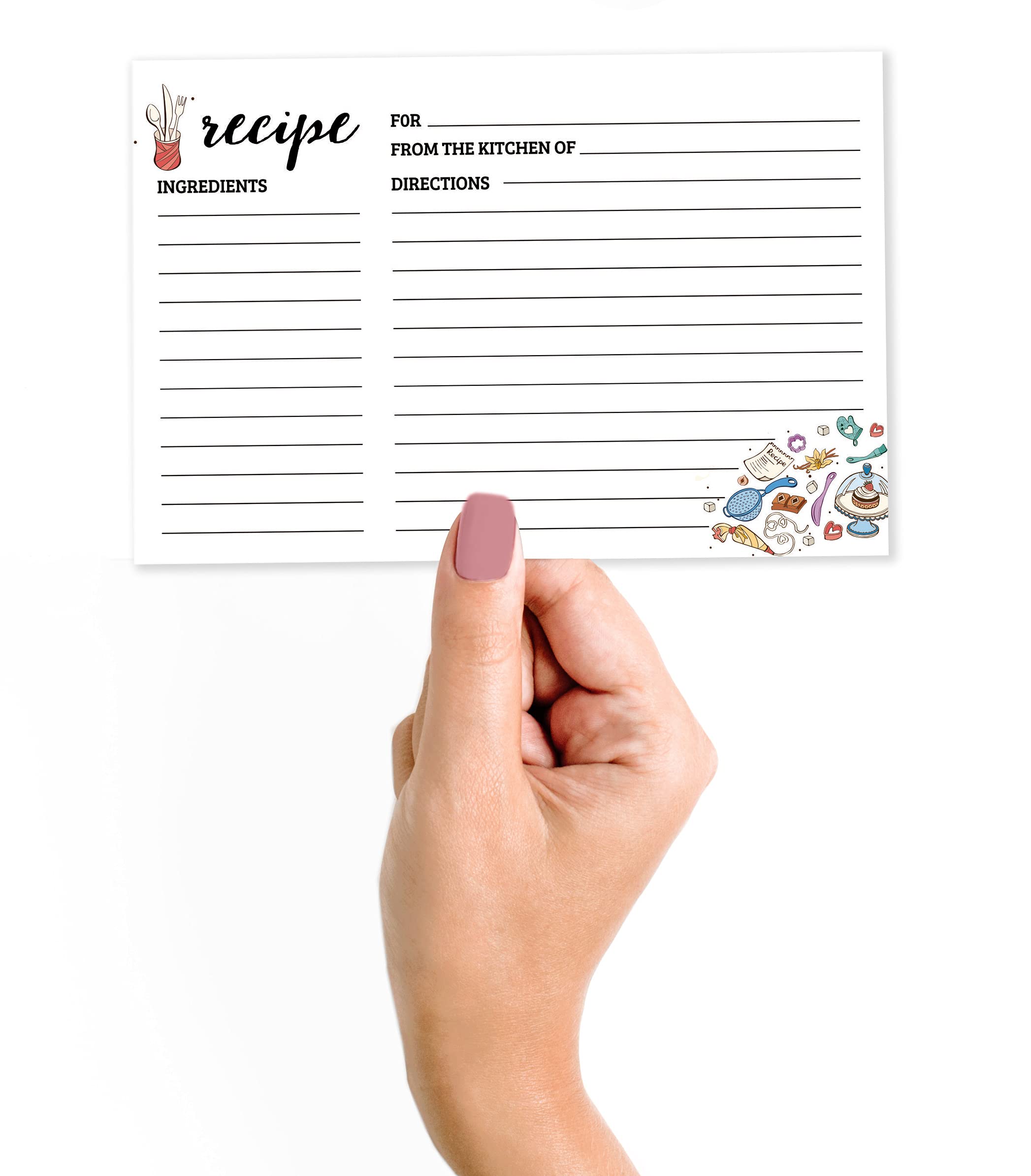 6x4 Inch Single-Sided Recipe Cards - Pack of 50 White Baking Recipe Cards for Wedding, Bridal Shower & Baby Shower - Perfect for Organizing, Gifting & Handwritten Recipes