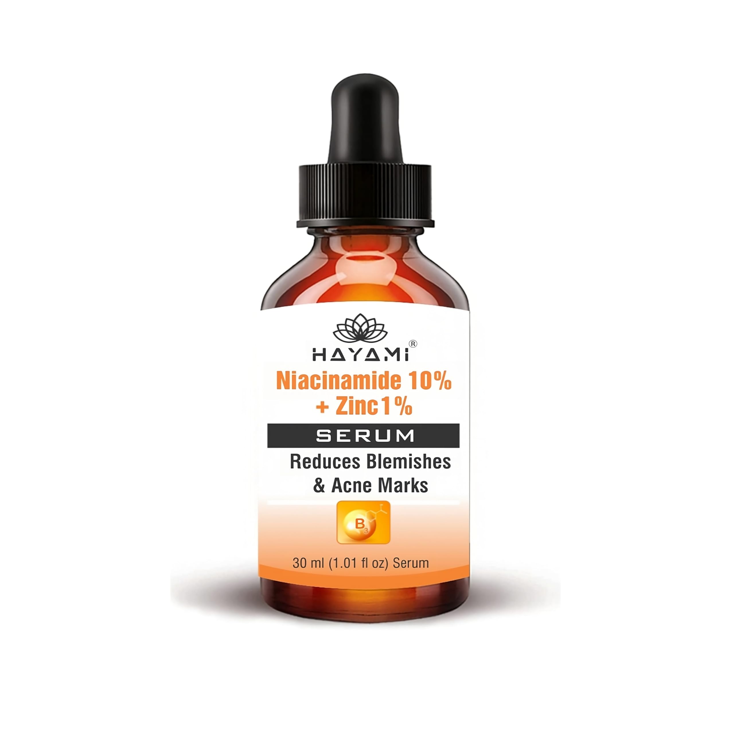 Hayami 10% Niacinamide + 1% Zinc Serum for Acne Scars & Oil Control - Pore Minimizer, Blemish Fighter & Brightening Serum for Clear Glowing Skin | Daily Skincare for Acne-Prone & Oily Skin Types