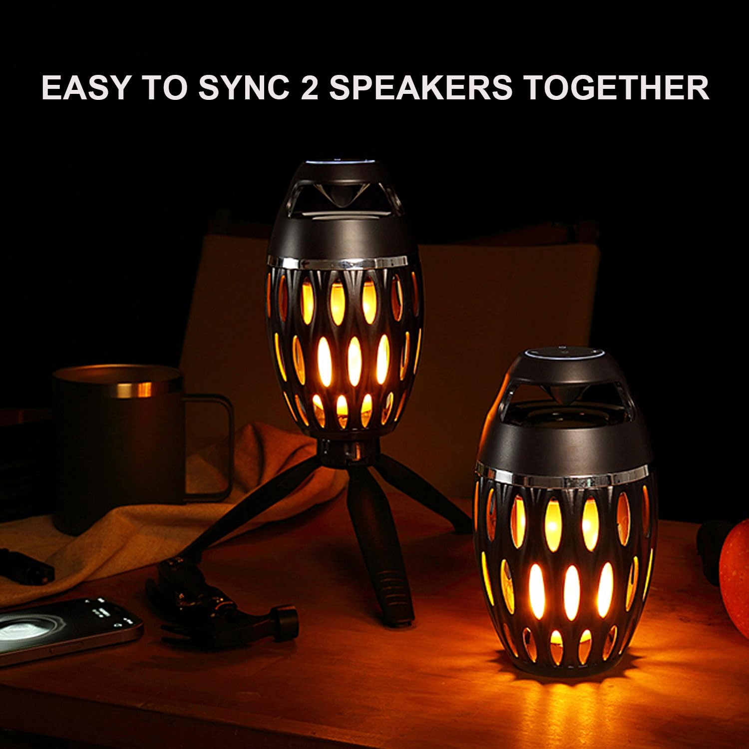 **Portable Outdoor Bluetooth Speaker with LED Tiki Torch - Wireless Waterproof Speaker for Garden, Patio, Camping & Beach - Perfect Gift for Men, Women, Dad, Mom - Birthday, Father's Day & Holiday Present**