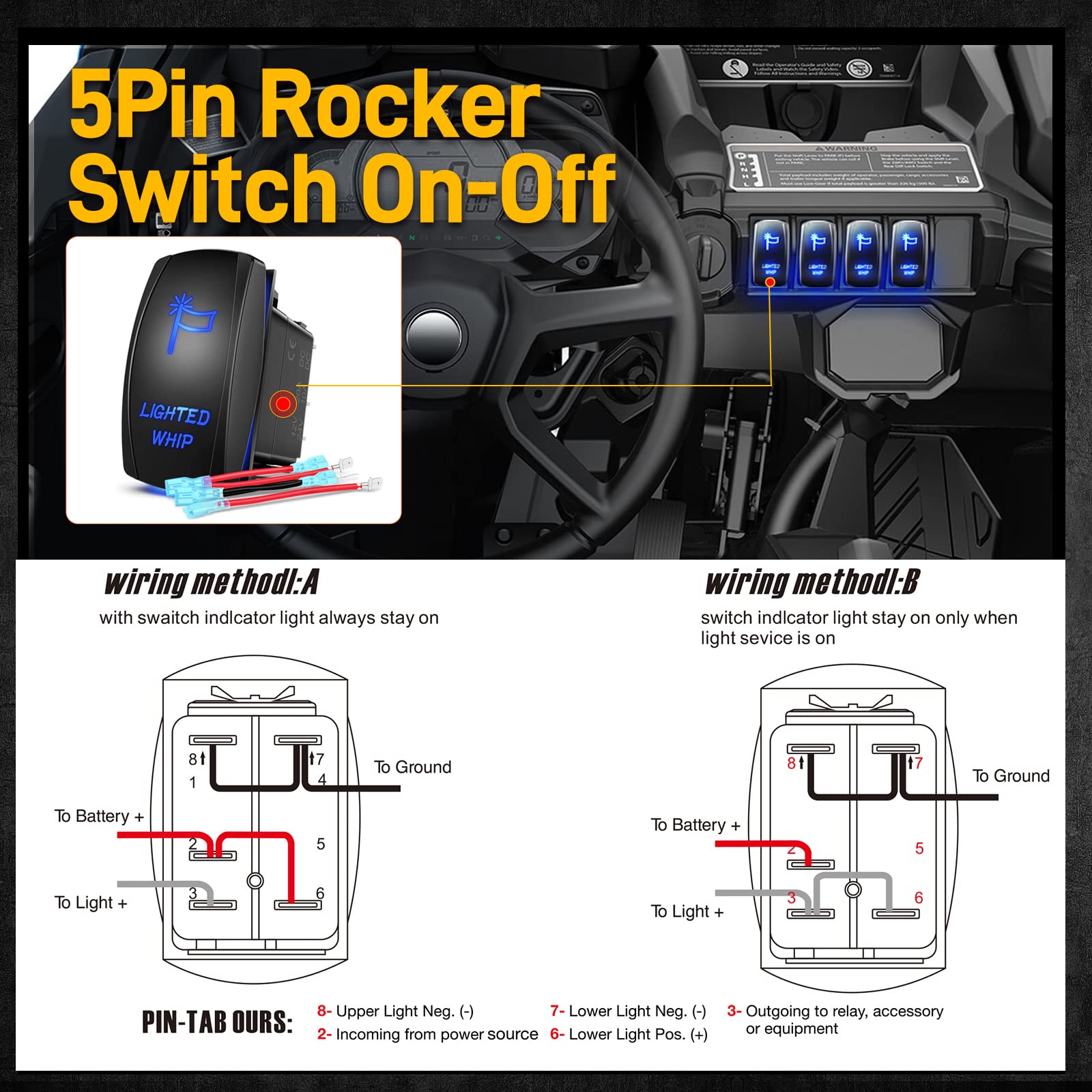 2PCS 5FT LED Whip Lights with Chasing Colors & App Control - UTV ATV Off-Road Accessories with Spring Base, Remote & Rocker Switch - Perfect for Can-Am, Polaris RZR, Dune Buggies - Ideal for Night Rides, Off-Road Adventures & Desert Racing