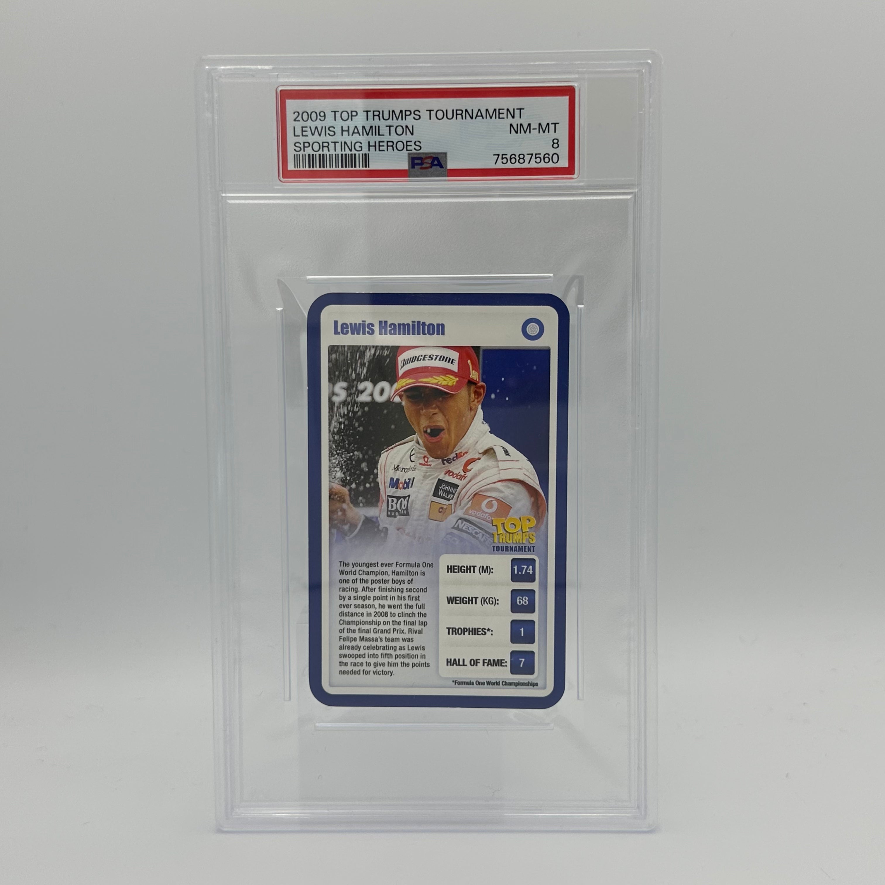 PSA 8 Graded Lewis Hamilton #NM MT 2009 Top Trumps Tournament Sporting Heroes Card - Perfect for Collectors, Fans & Sports Memorabilia Enthusiasts