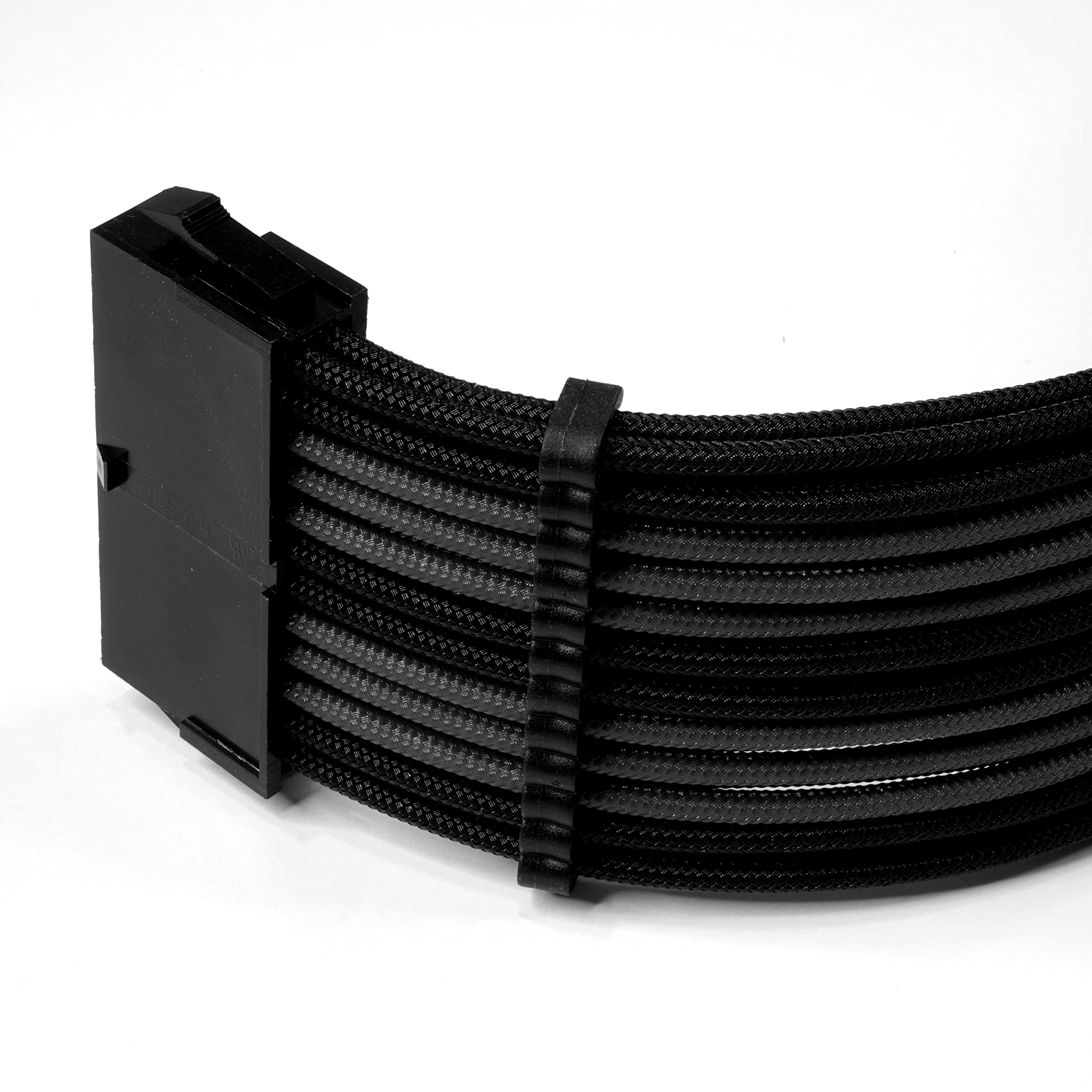 DCL24.de 30cm Sleeved PC Power Supply Extension Cable Kit - Black/Grey PSU Cable Extensions with Cable Combs (3 x 8-Pin PCIe) for GPU, CPU & All Graphics Cards | Perfect for Custom PC Builds & Cable Management