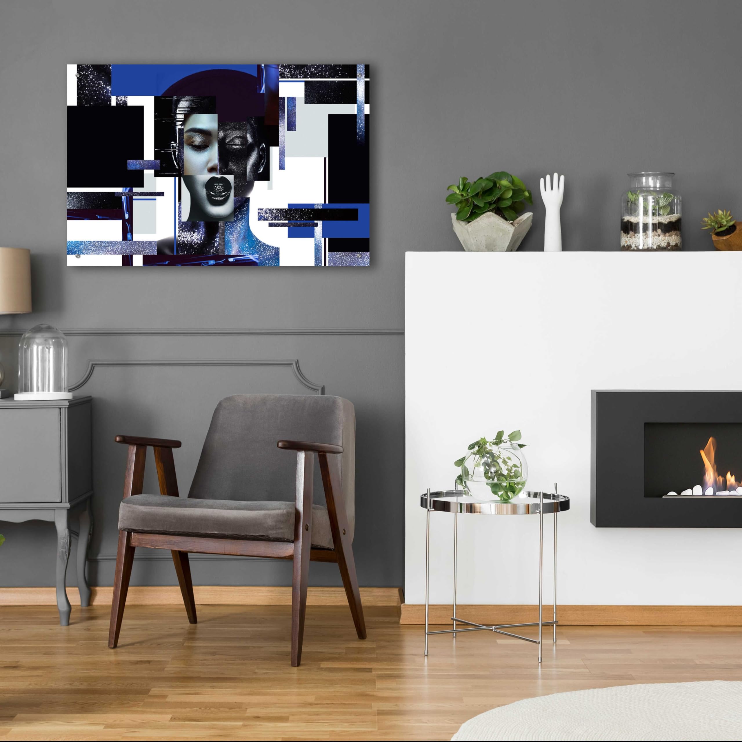 Epic Art 'Deconstructed Beauty' Acrylic Glass Wall Painting - 36x24 Inches Modern Abstract Canvas Art for Living Room, Bedroom & Office Decor