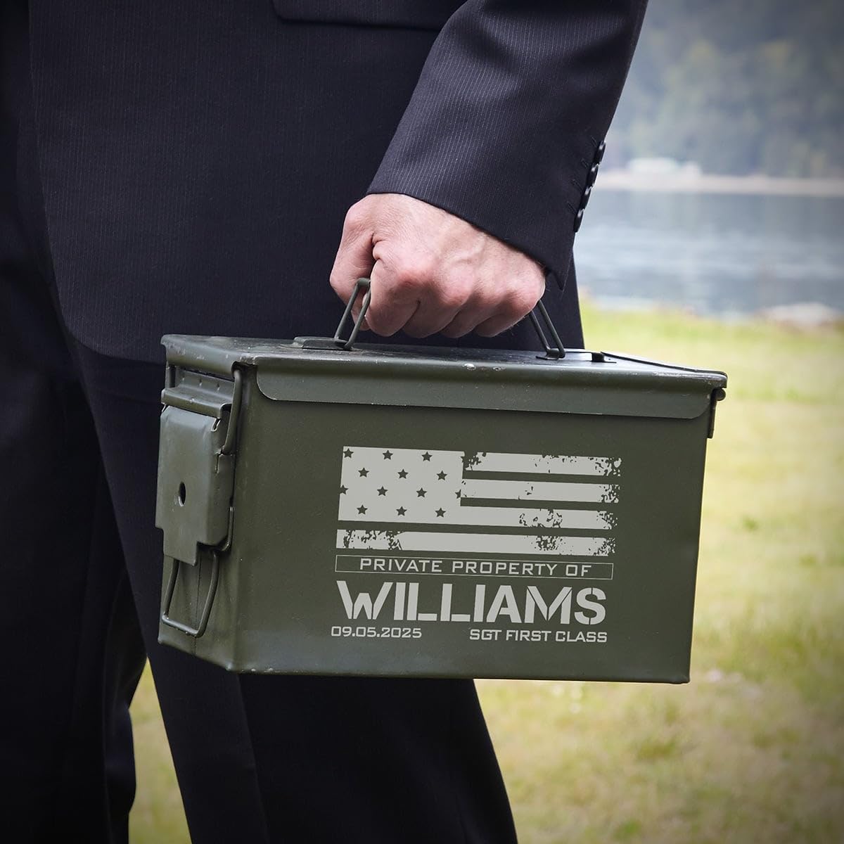 HomeWetBar Maverick Personalized 50 Cal Military Ammo Can - Durable Metal Storage Box for Ammunition, Survival Gear & Collectibles - Perfect for Gun Range, Hunting & Outdoor Adventures