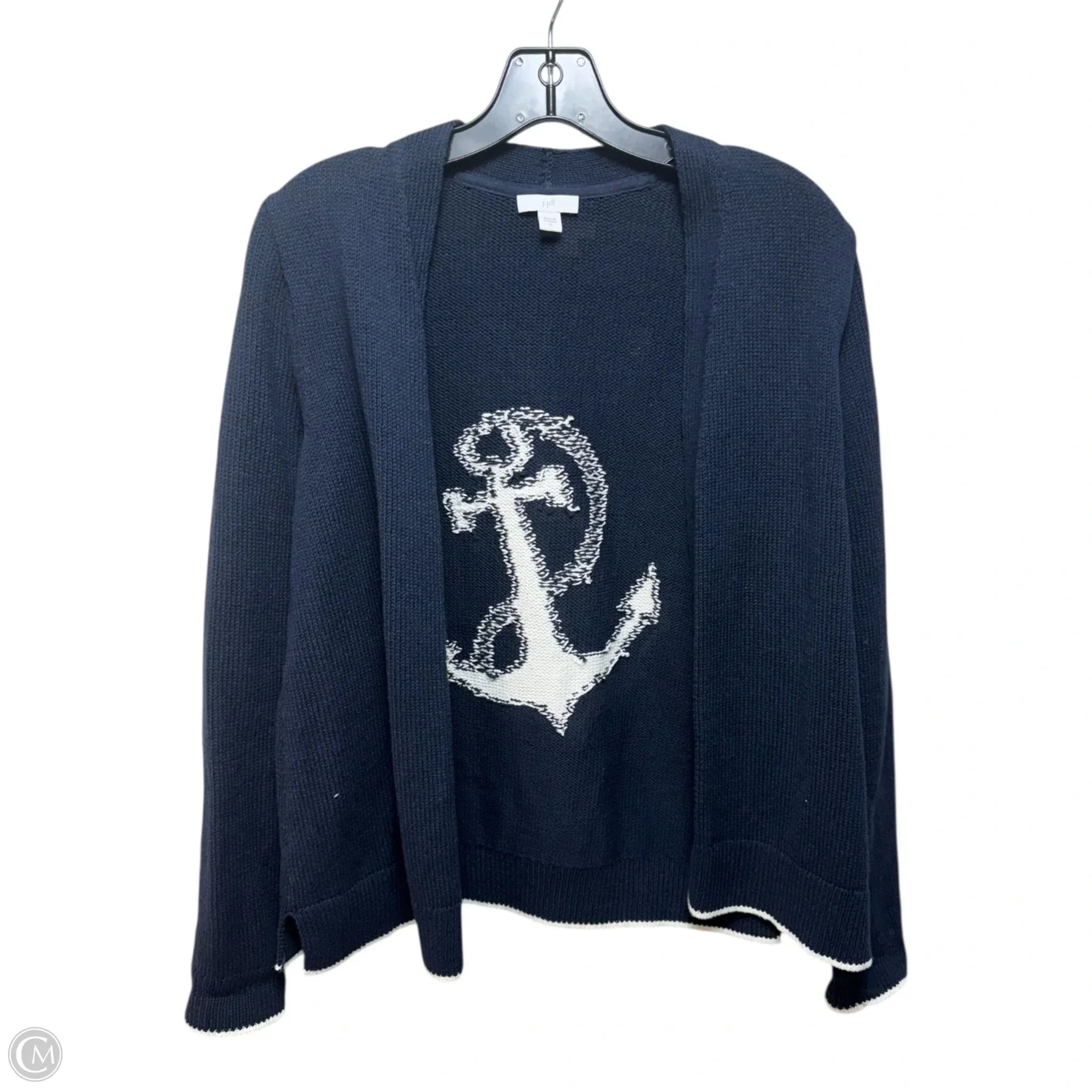 J. Jill Navy Anchor Sweater Cardigan for Women - Size S | Cozy Knit Pullover for Casual Wear & Layering