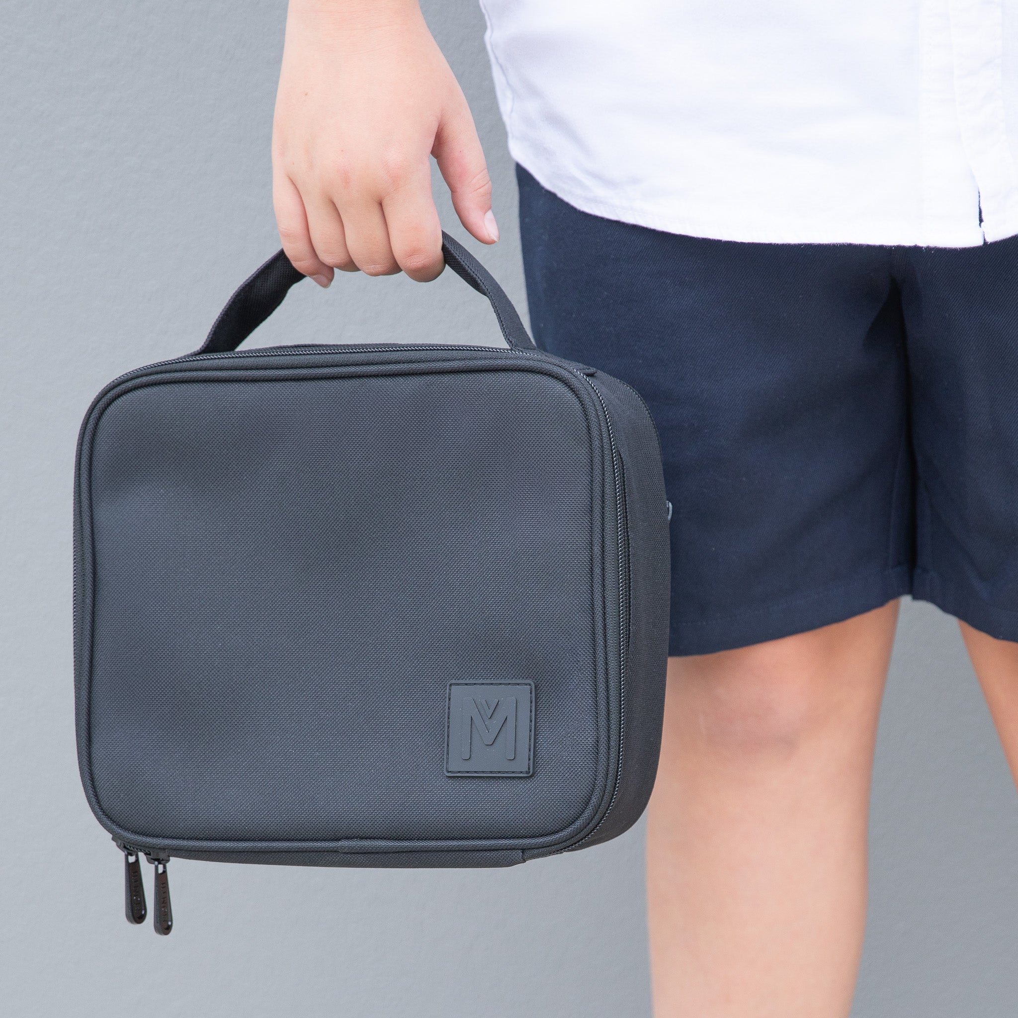 Montii.Co Medium Insulated Lunch Box for Work & School - Leakproof Thermal Food Container with Adjustable Strap, Perfect for Office, Picnic & Travel (Midnight Black)
