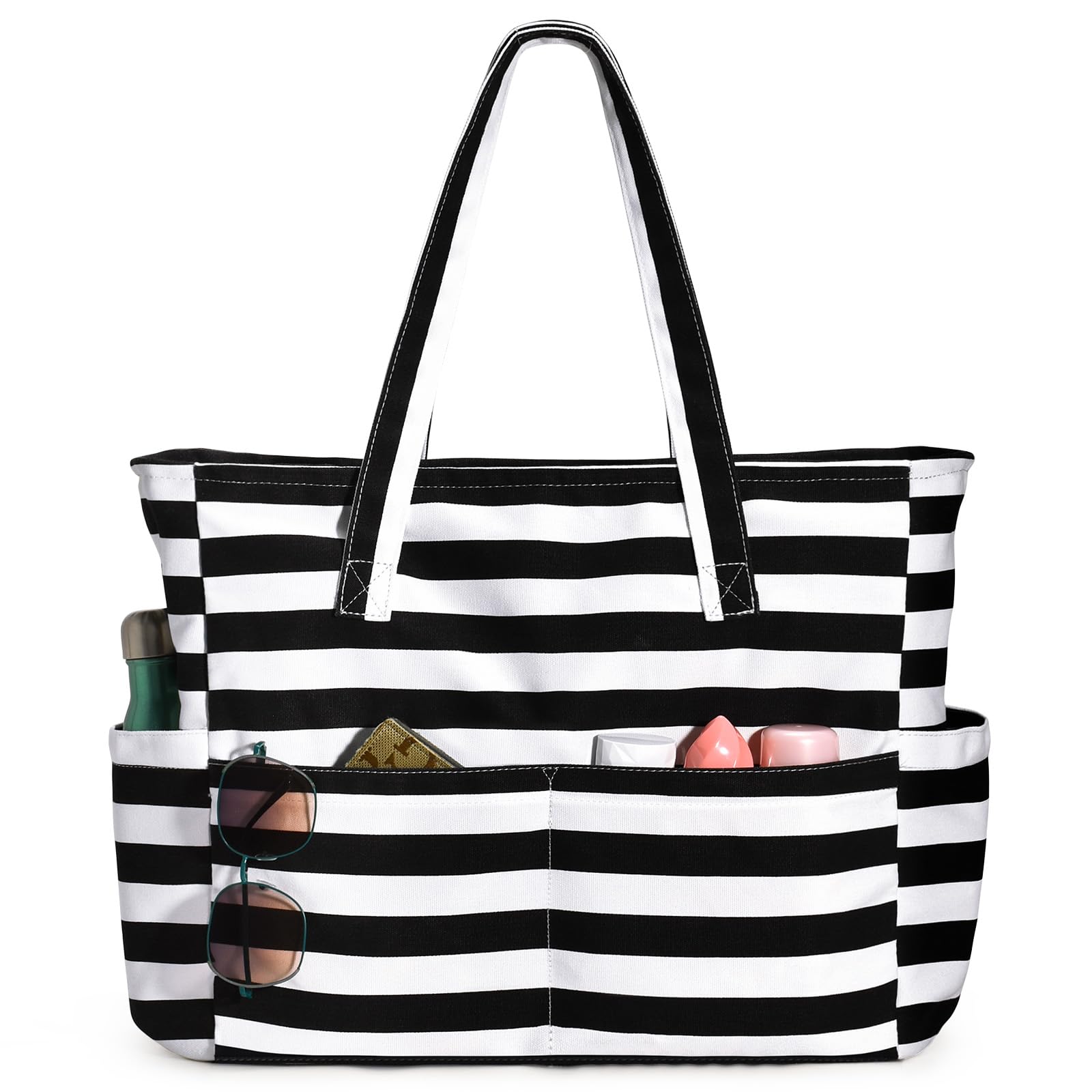 Waterproof Large Beach Tote Bag for Women - Sandproof Swim Pool Bag with Zipper - Perfect for Travel, Vacation & Summer Essentials | Carry Towels, Sunscreen & Beach Gear