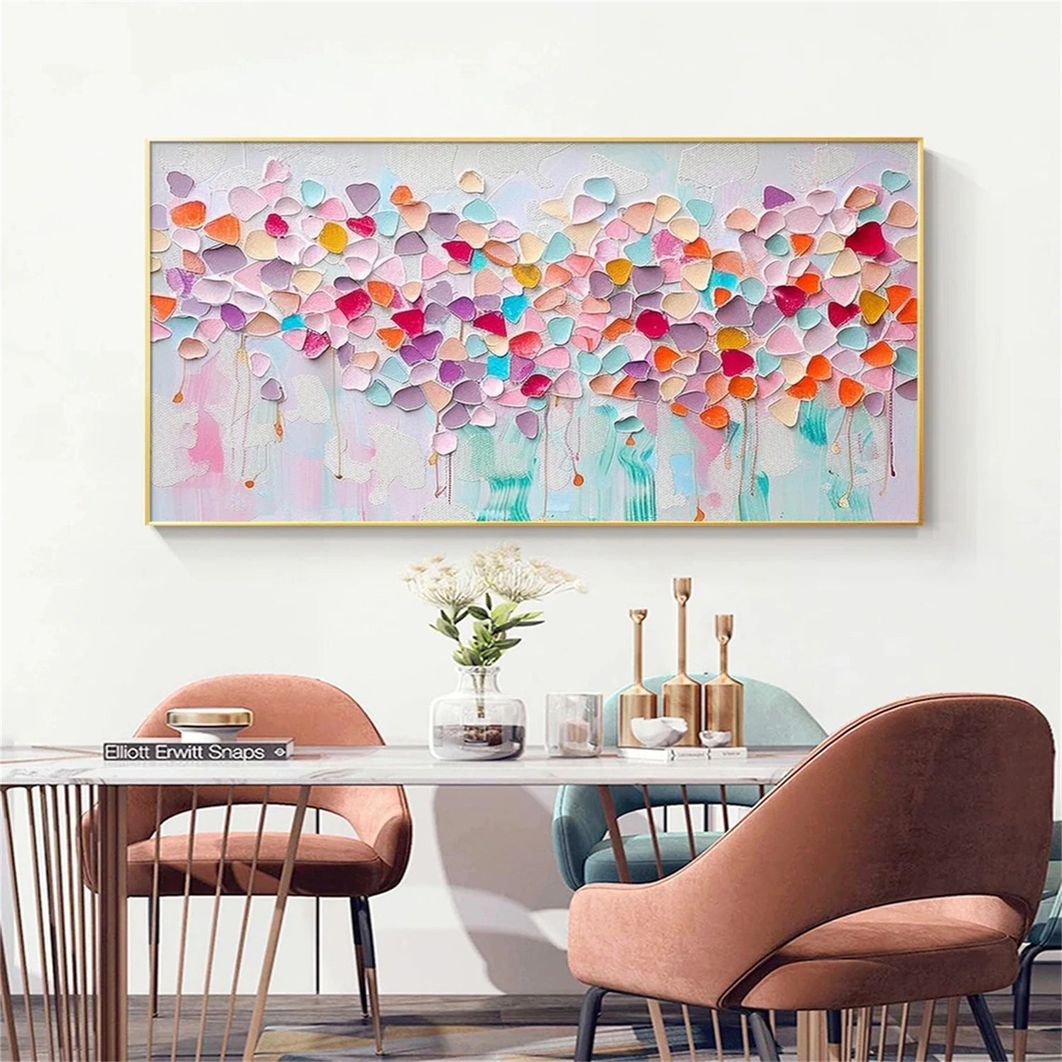 Beautiful Flower and Tree Painting #FT166 - Handmade Canvas Art for Home Decor, Living Room, Bedroom & Office Wall