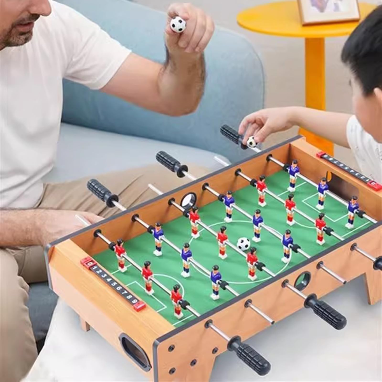 Portable Mini Table Football Game - Finger Battle Soccer Puzzle with Billiard Set for Kids & Adults - Fun Game Room & Party Entertainment for Family Gatherings & Indoor Play