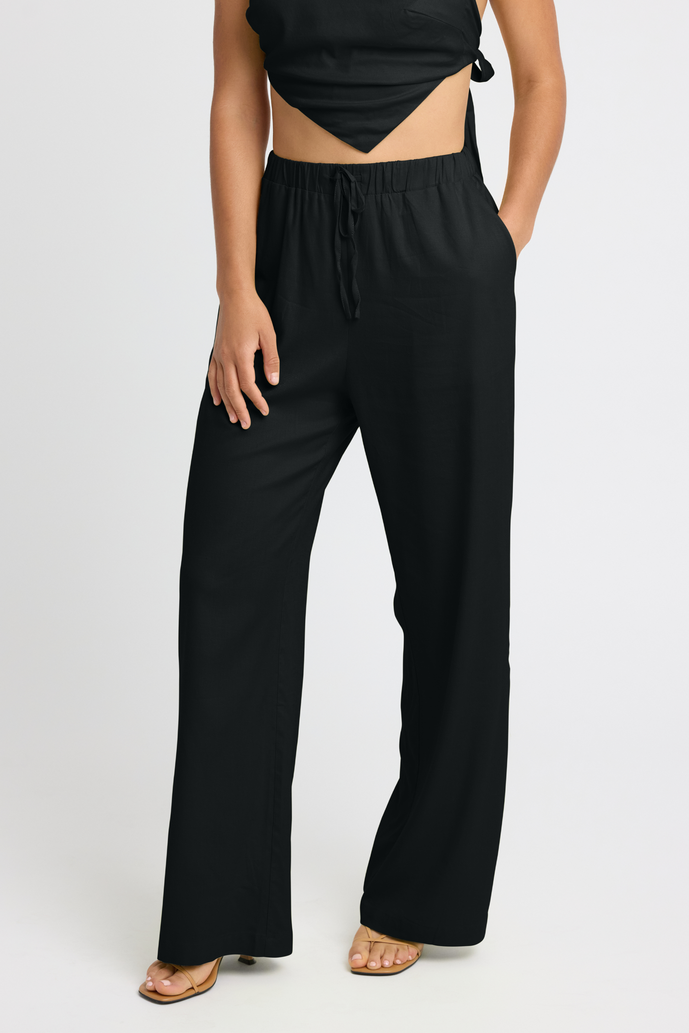 Briar Linen Wide Leg Pants for Women - Soft & Comfortable High Waisted Trousers - Black - Perfect for Summer, Office Wear & Casual Outfits