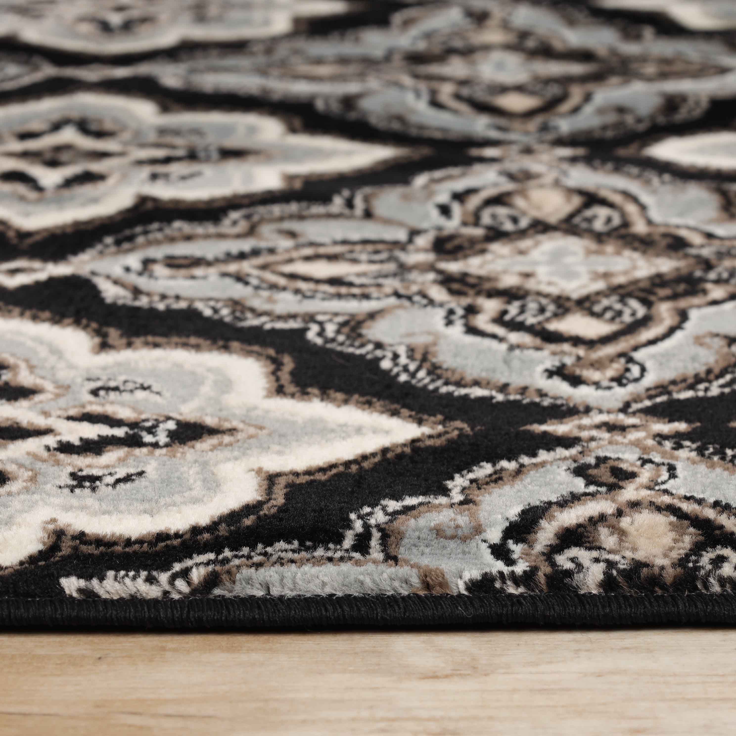Elegant Crawford Floral Medallion Area Rug - Non-Slip Indoor Bohemian Decor Rug for Living Room, Bedroom & Dining Room