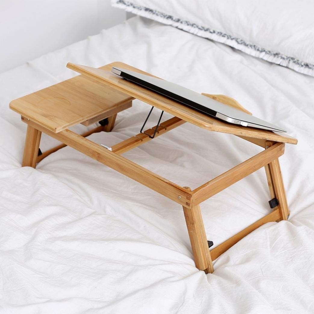 Tdoqo Adjustable Folding Lap Laptop Desk - Portable Bed Table with Height & Angle Control, Ideal for Sofa, Couch, Overbed Use - Perfect for Working, Eating, Reading, and Writing on Laptop