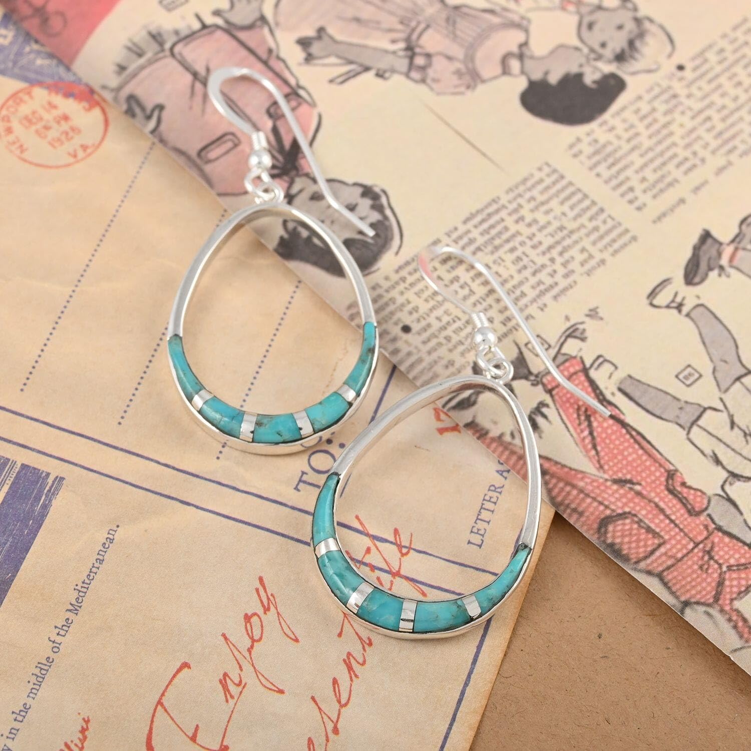 Santa Fe Style 925 Sterling Silver Turquoise Dangle Earrings for Women | Boho Western Jewelry | Birthday Gift for Her | Perfect for Festivals, Parties & Everyday Wear
