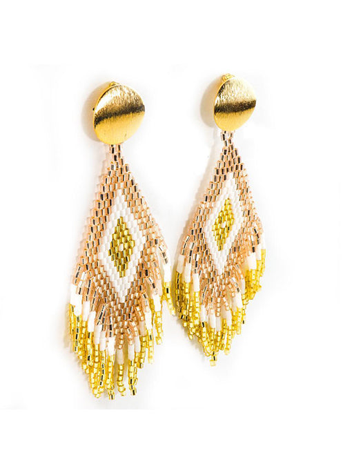 Anitha Gold Beaded Earrings for Women - Elegant Boho Dangle Earrings for Parties, Weddings & Everyday Wear