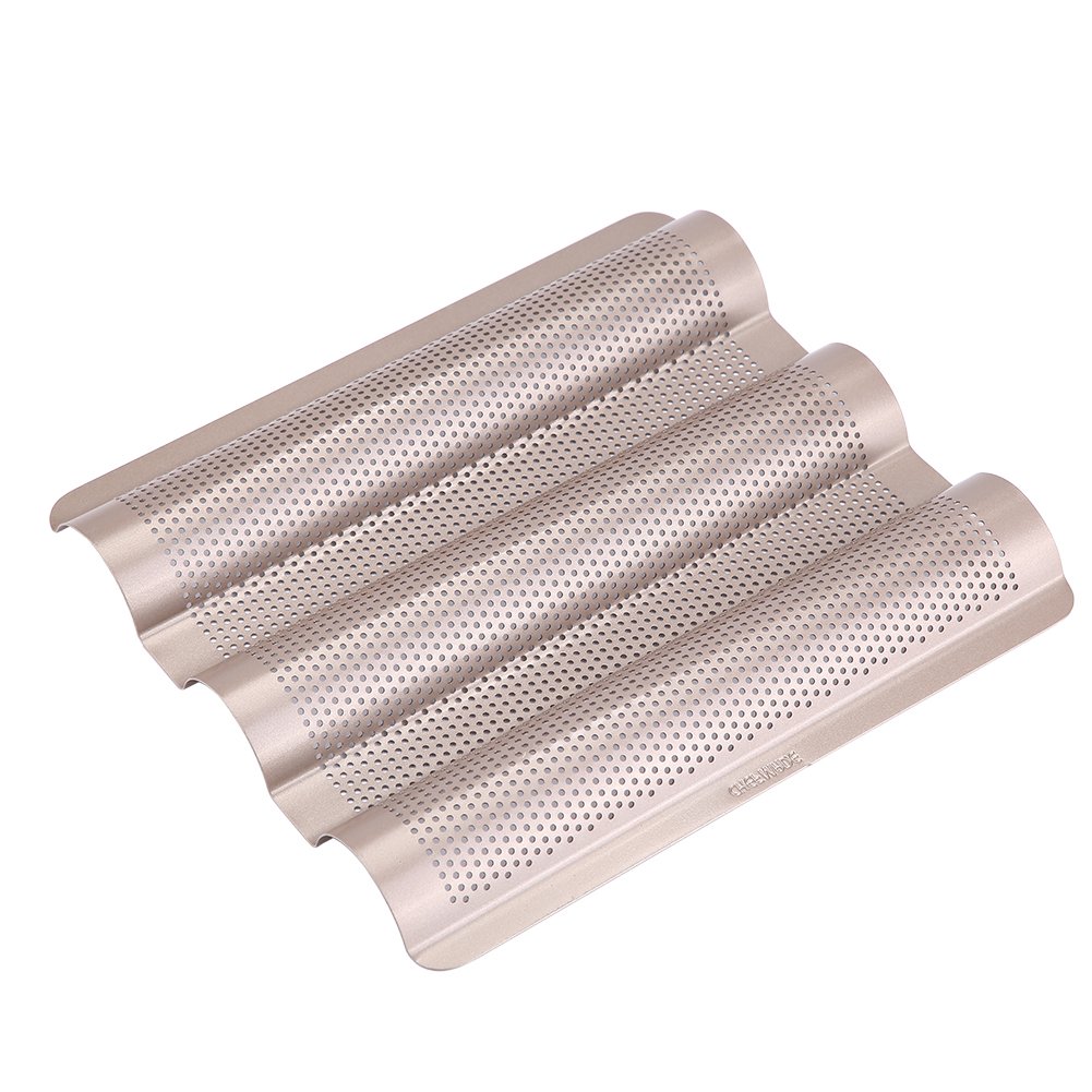 10-Inch French Bread Pan - 3-Slot Baguette Baking Tray with Non-Stick Coating | Professional Oven Bakeware for Homemade Bread, Baguettes & Pastries | Perfect for Home Bakers & Commercial Kitchens